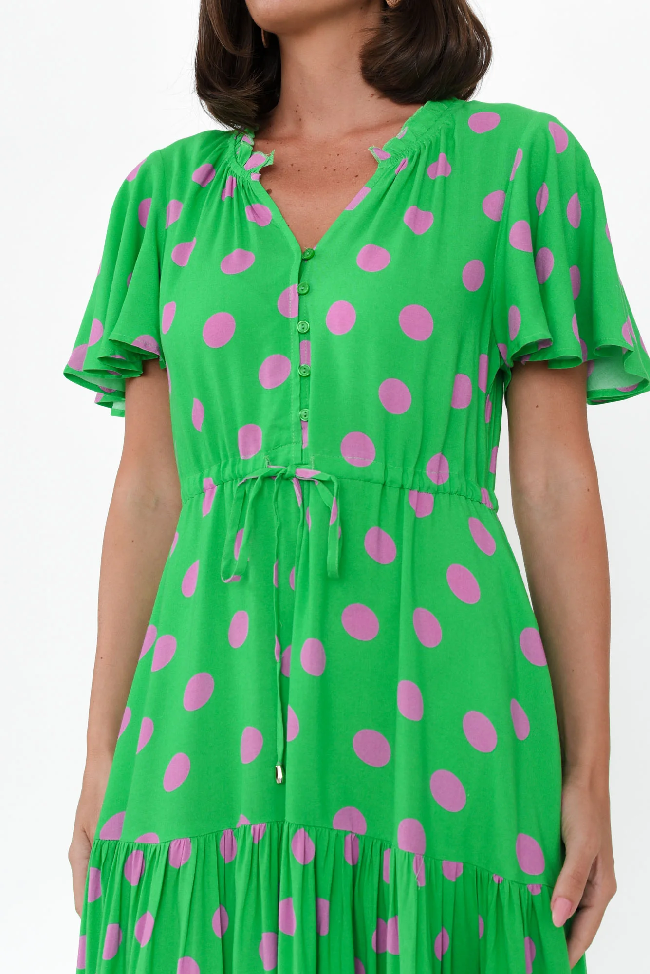 Lishka Green Spot Tie Dress