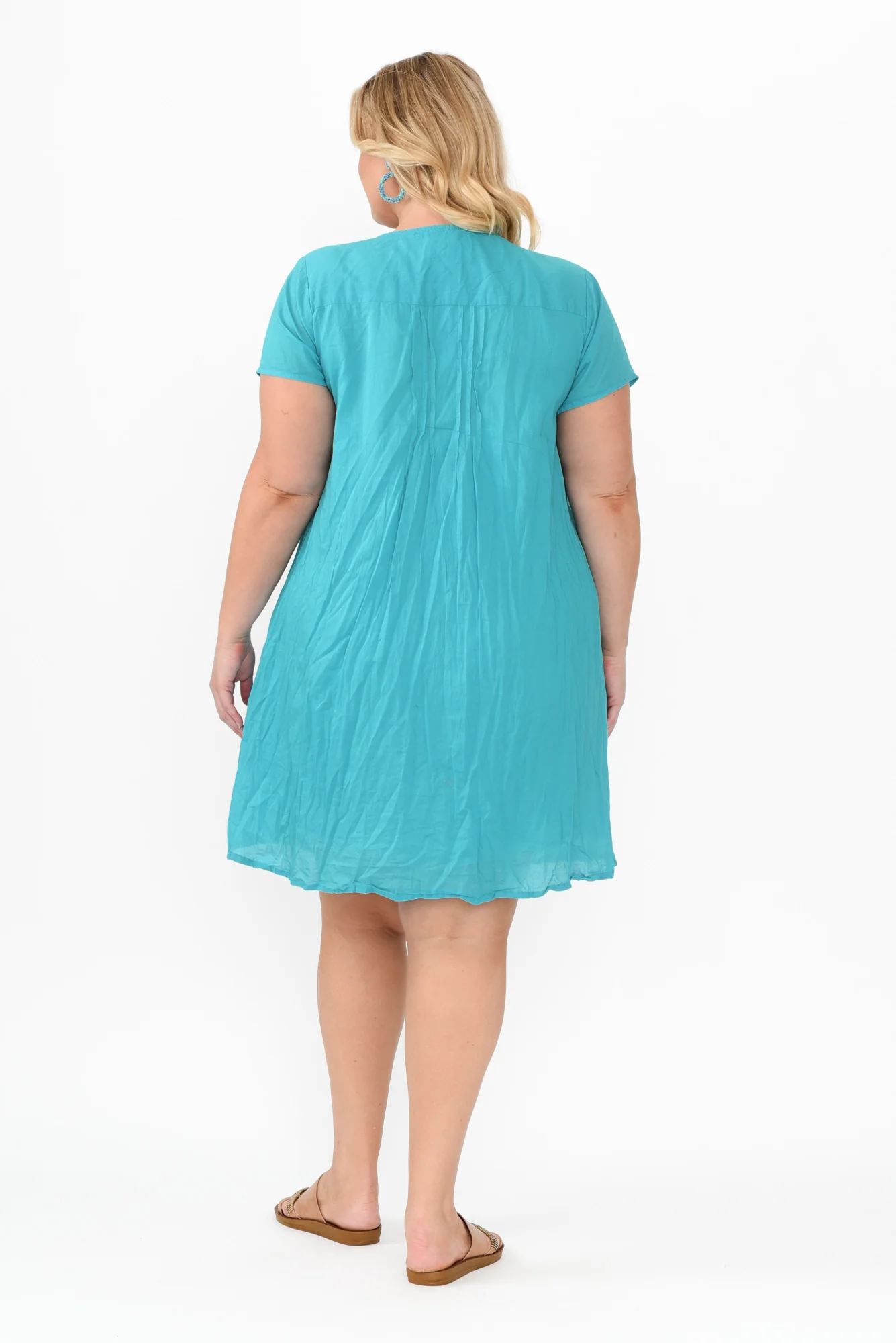 Sabina Sky Blue Crinkle Cotton Dress