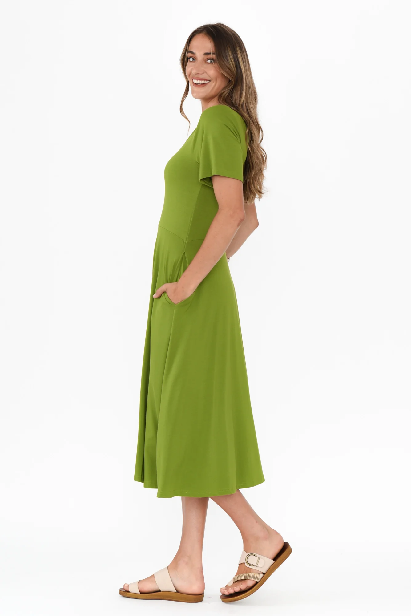 Jasmine Green Bamboo Pocket Dress