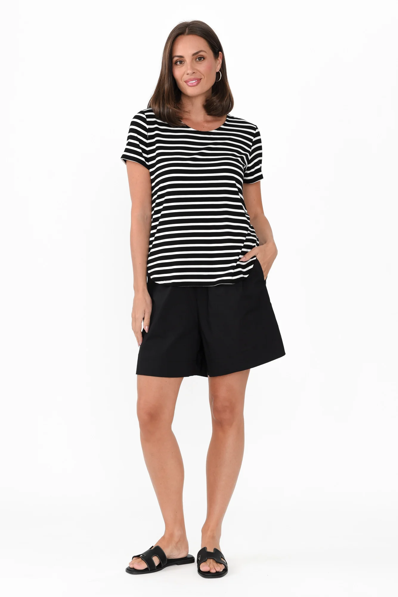 Pomona Black Cotton Shorts