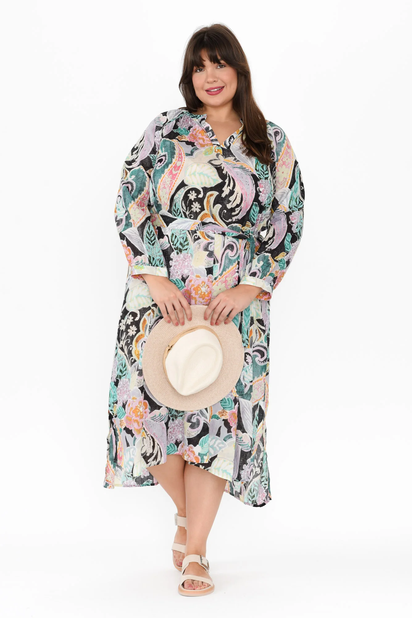 Liliana Black Paisley Cotton Kaftan