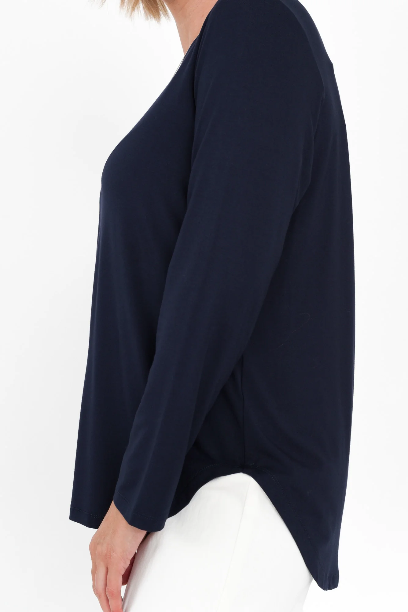 Adele Navy Long Sleeve Bamboo Tee