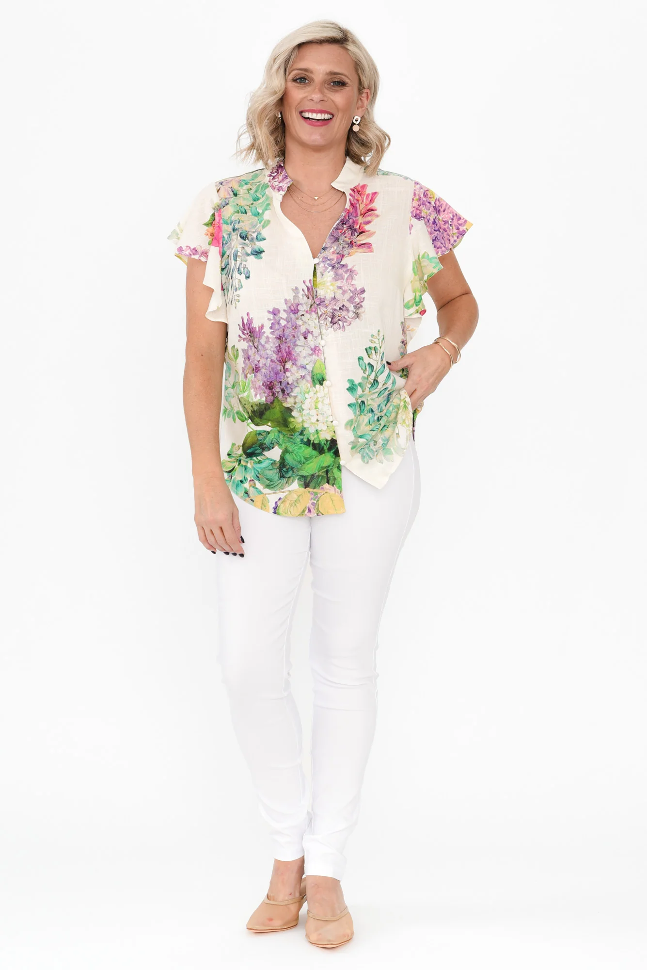 Tierra Wisteria Alba Linen Blend Top