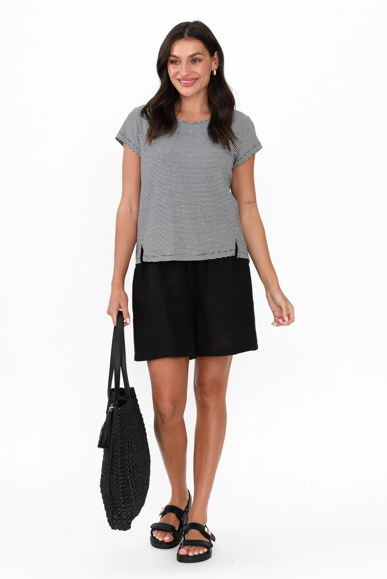 Astoria Black Linen Drawstring Shorts
