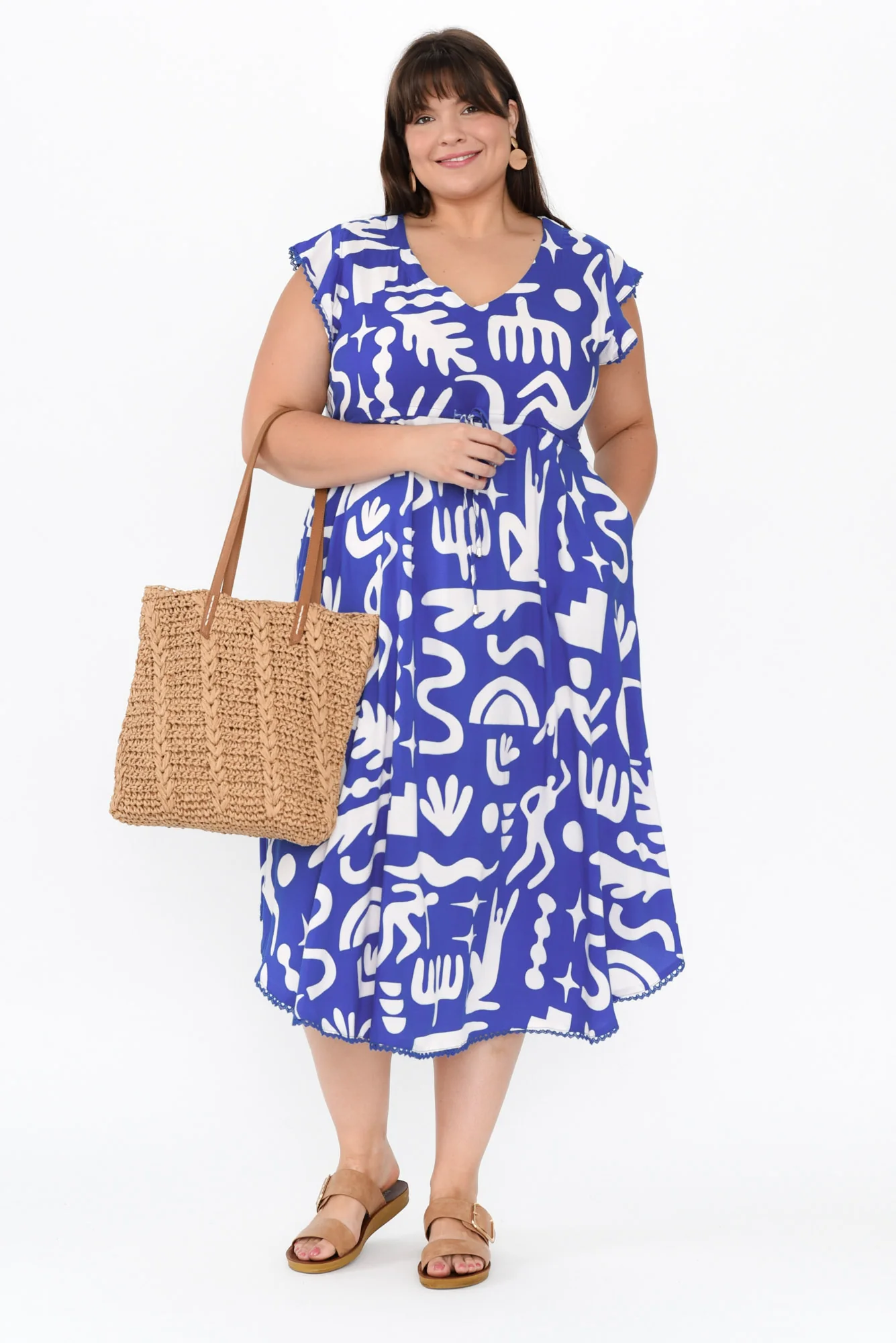 Libby Blue Geo Midi Dress