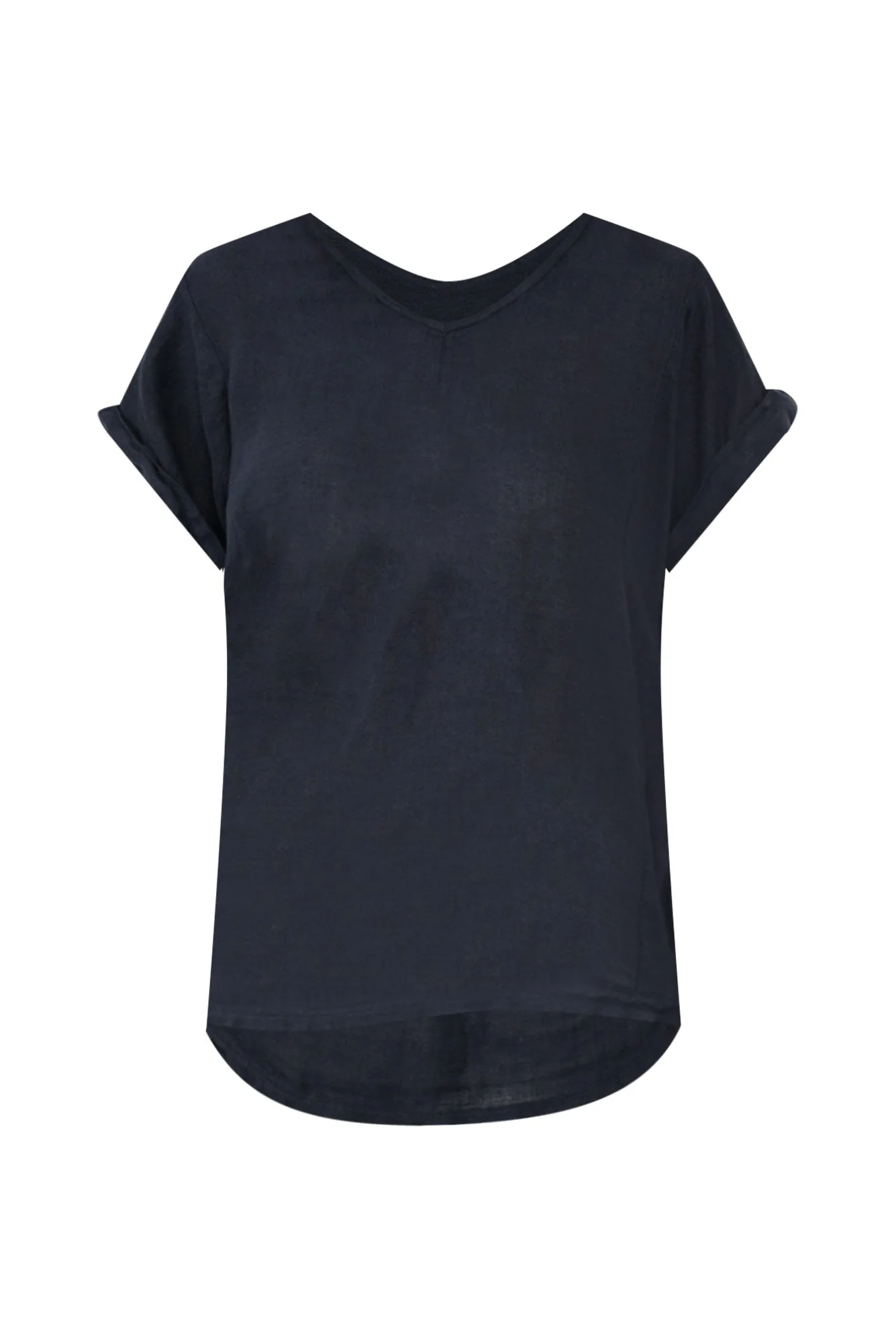 Anna Navy Linen Tee