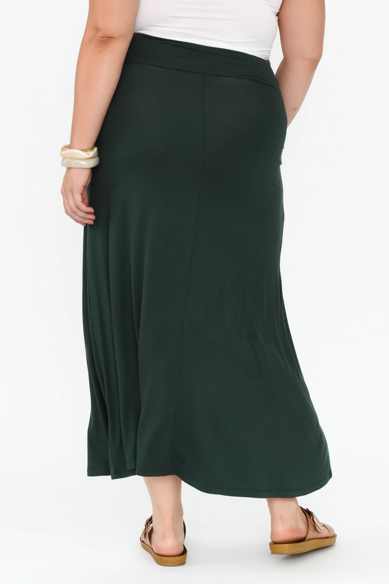Lana Dark Green Bamboo Maxi Skirt
