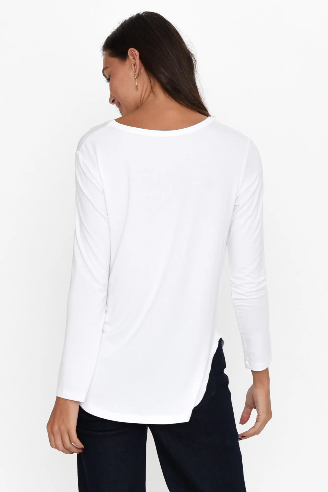 Sia White Bamboo V Neck Top