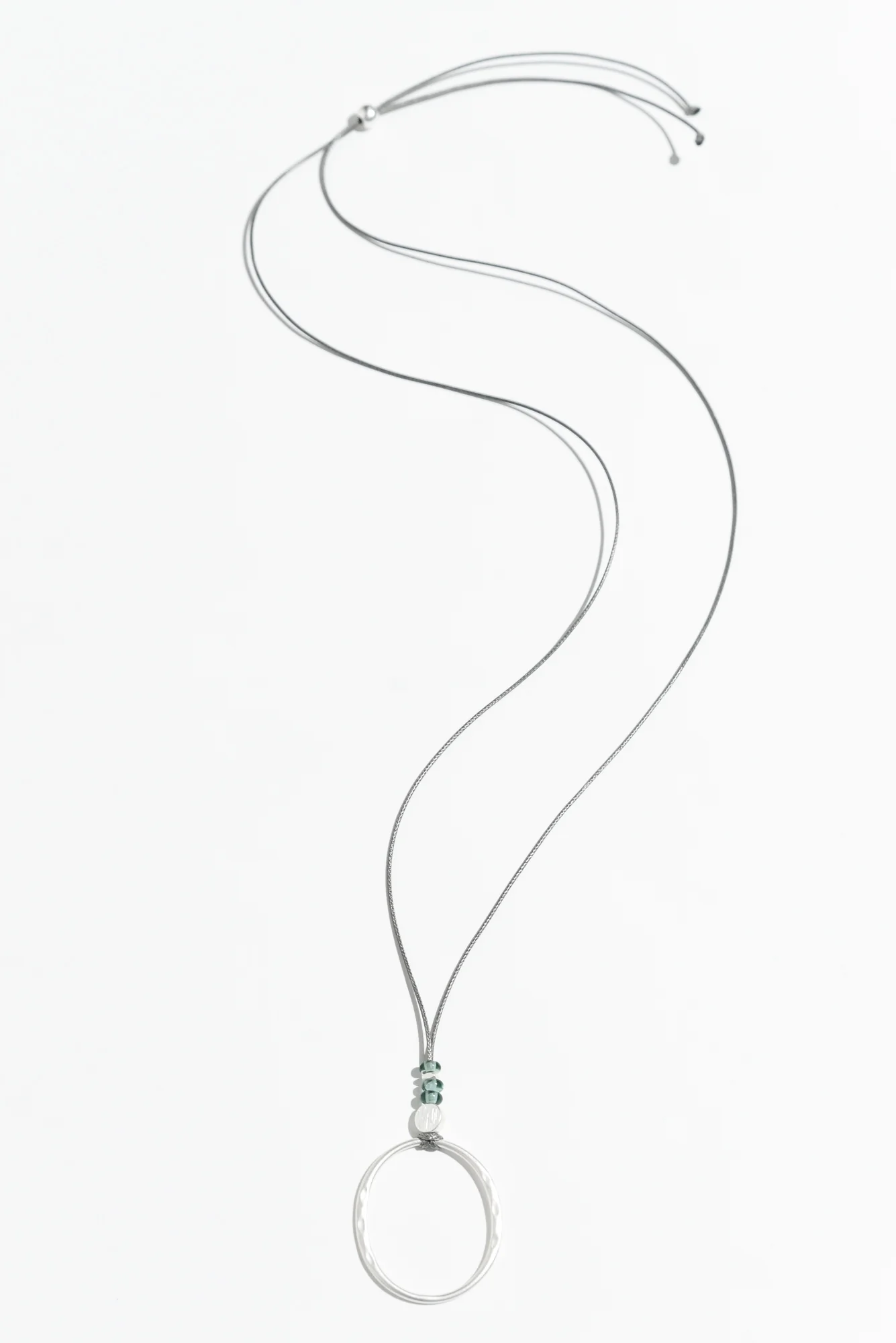 Renita Silver Teal Hoop Pendant Necklace