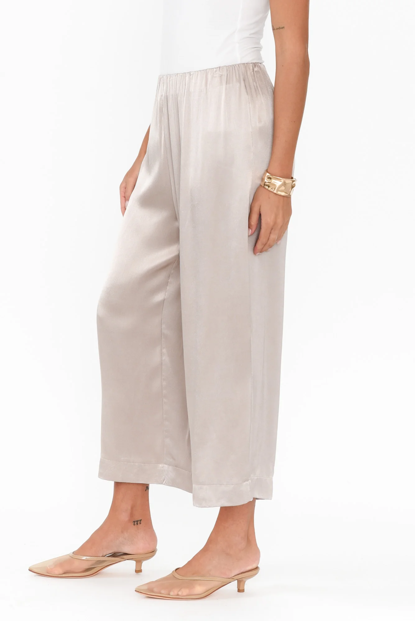 Athens Champagne Satin Pants
