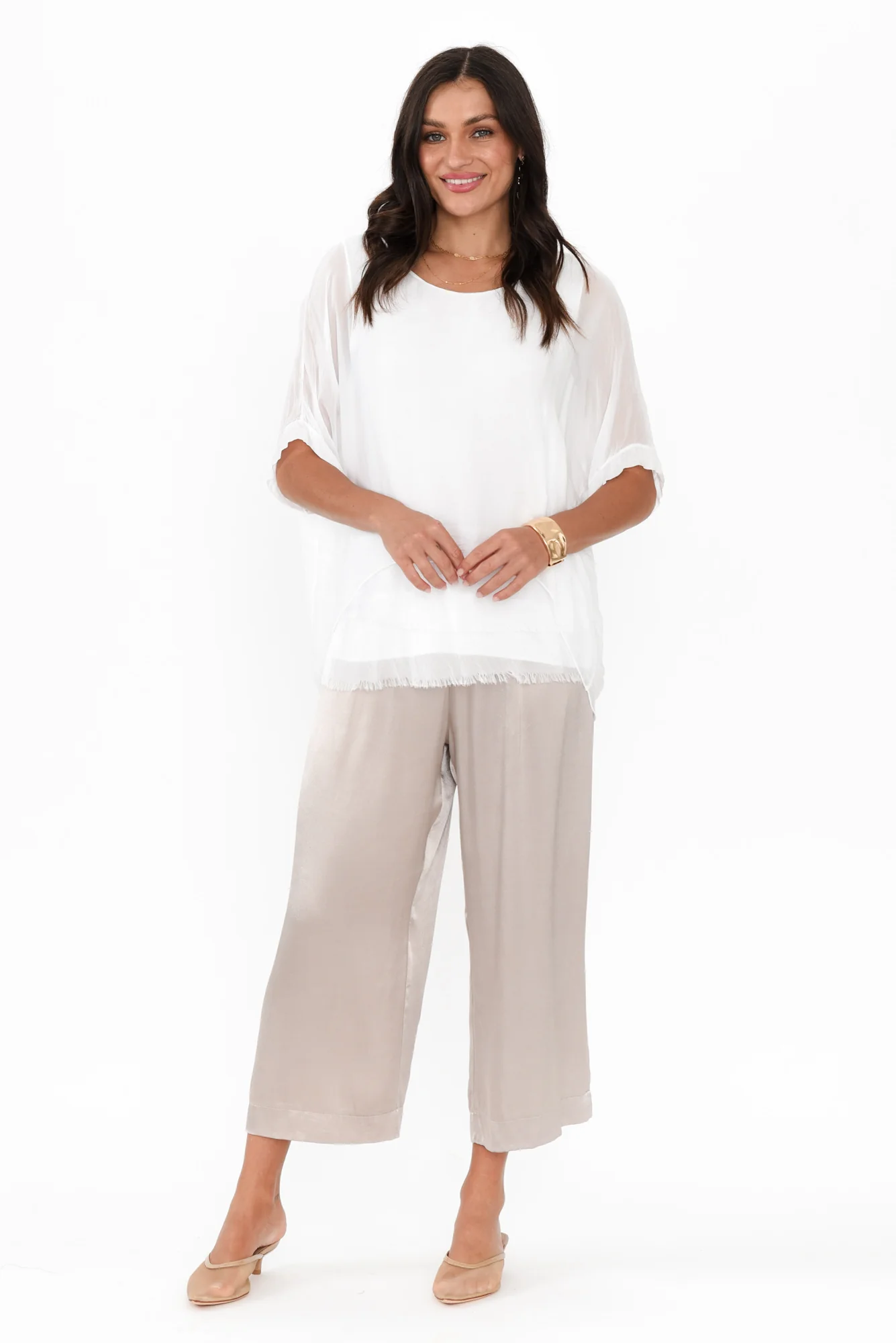 Athens Champagne Satin Pants