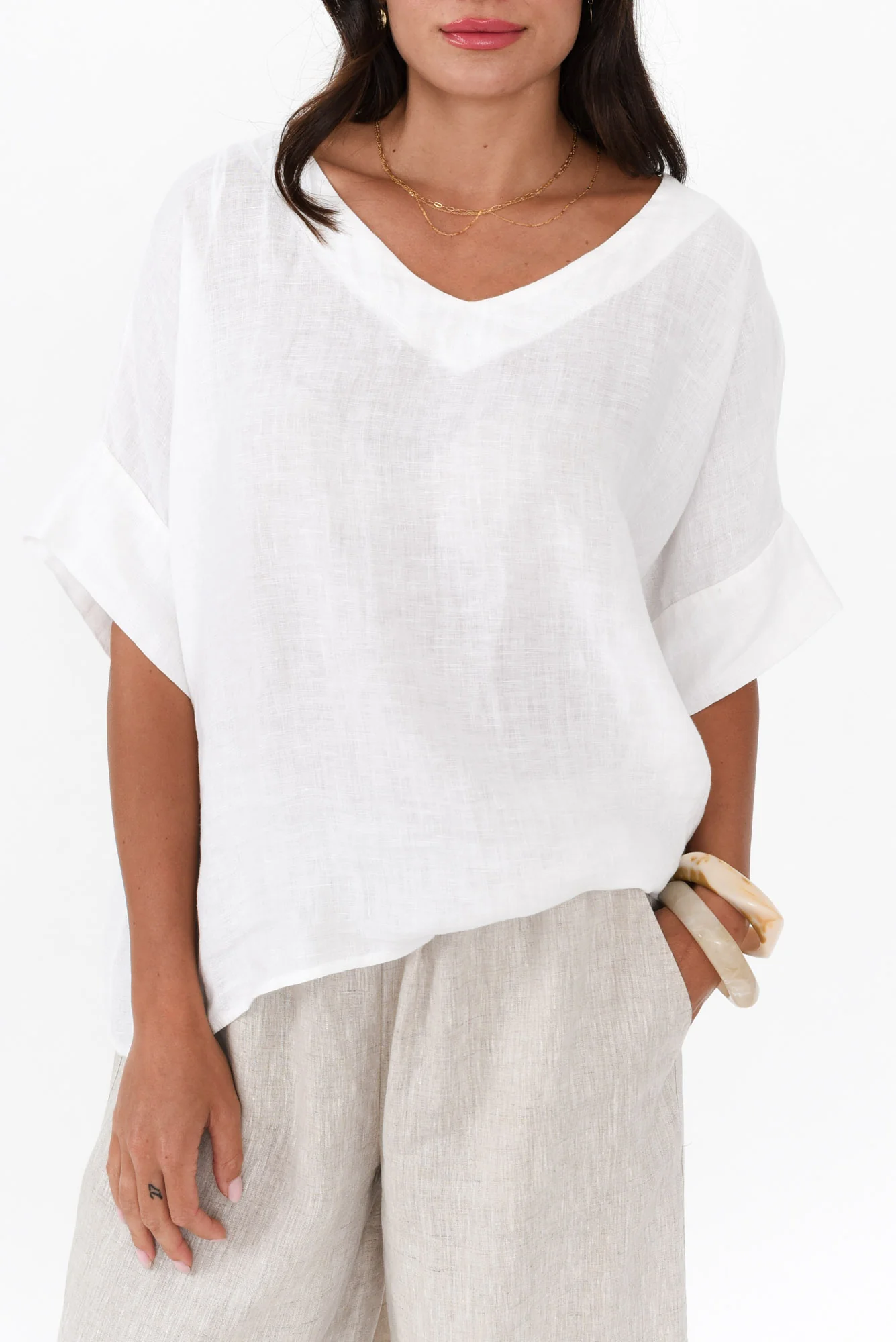 Kiro White Linen Top