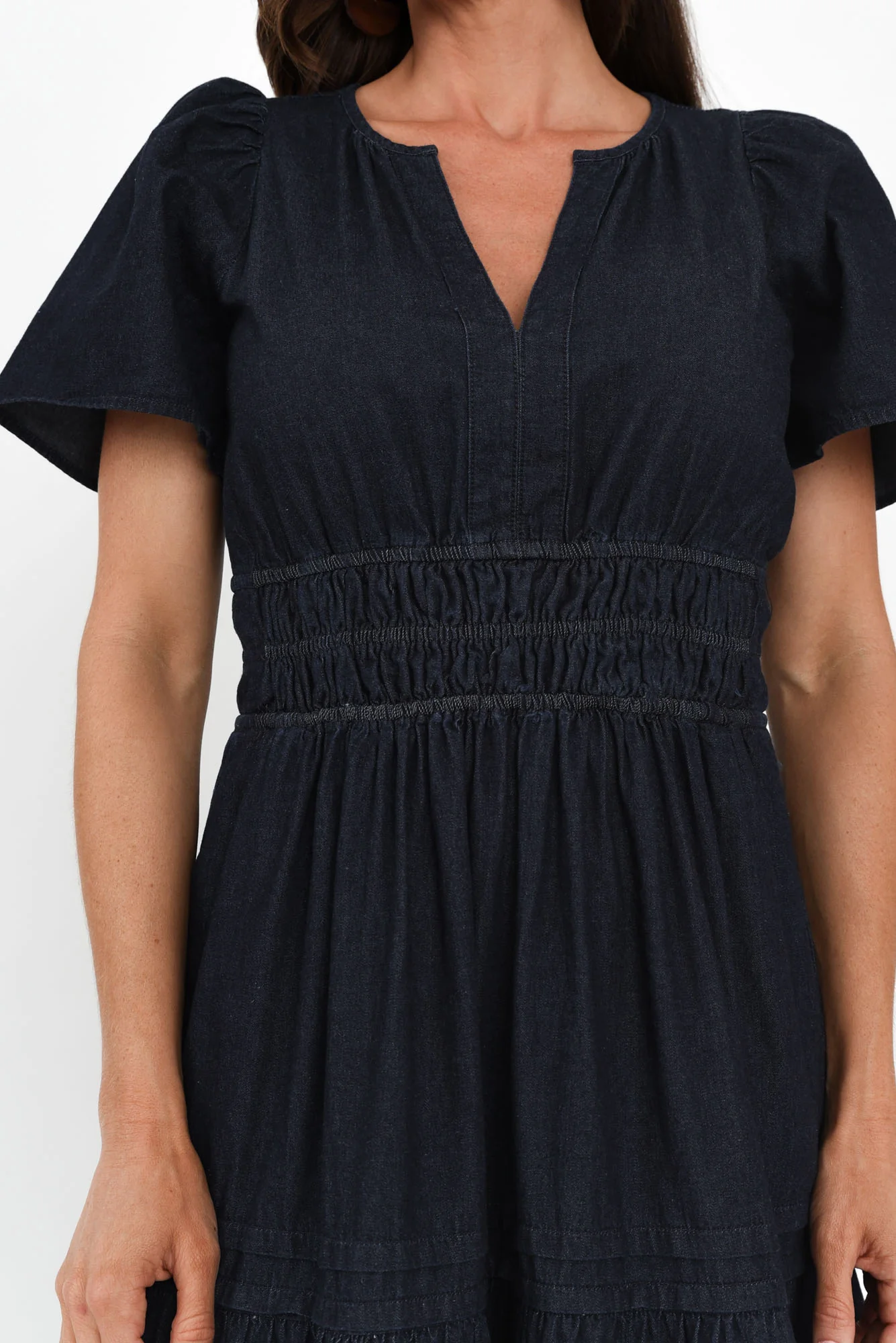 Ellison Blue Denim Tiered Dress