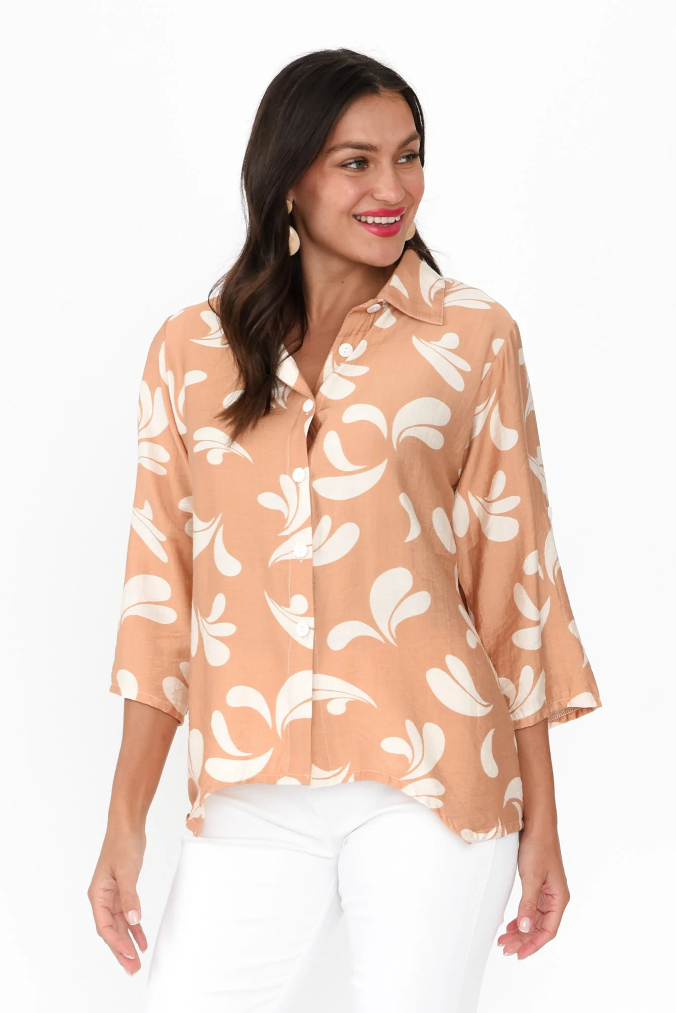 Myah Tan Splash Collared Shirt