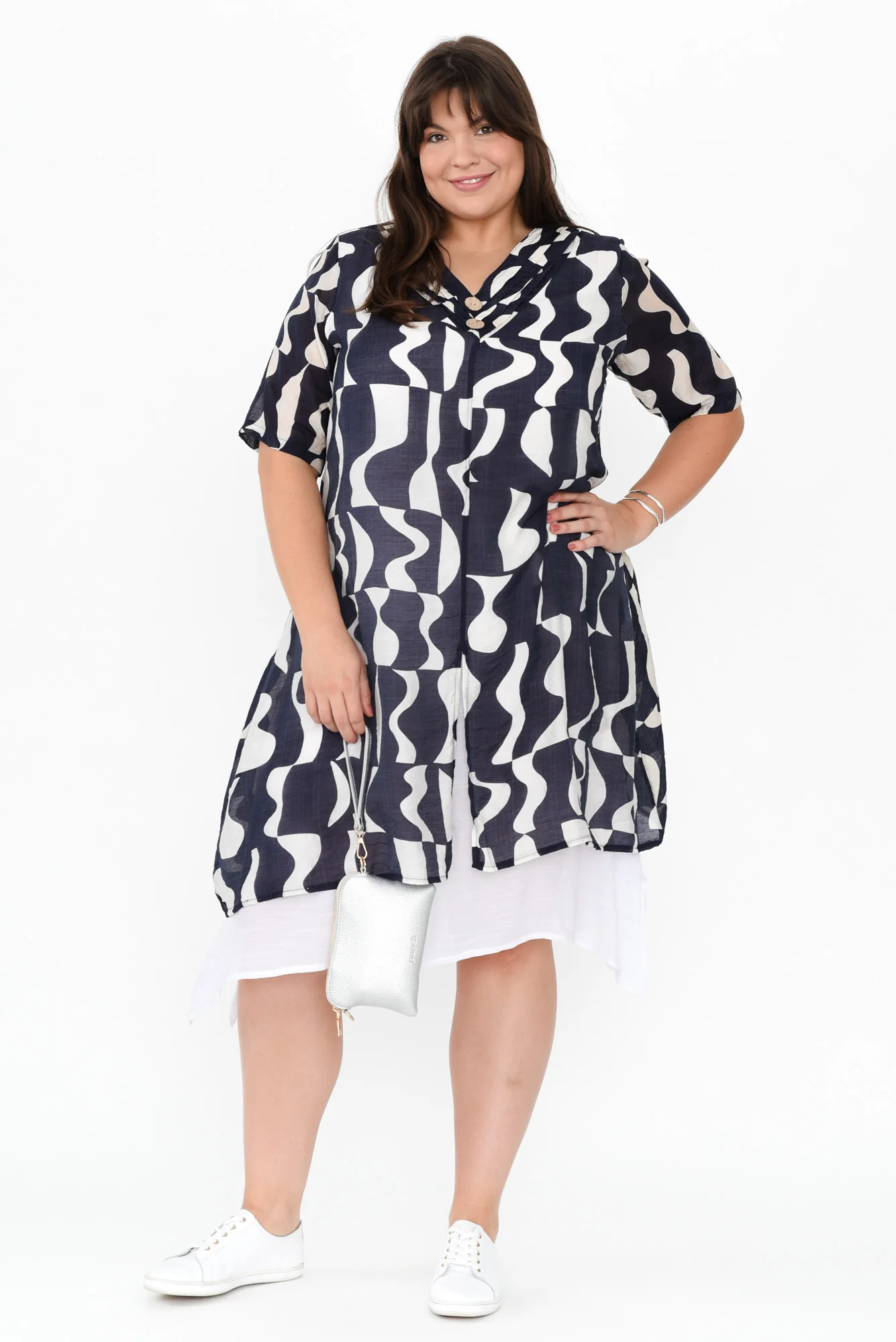 Nala Navy Abstract Layers Dress