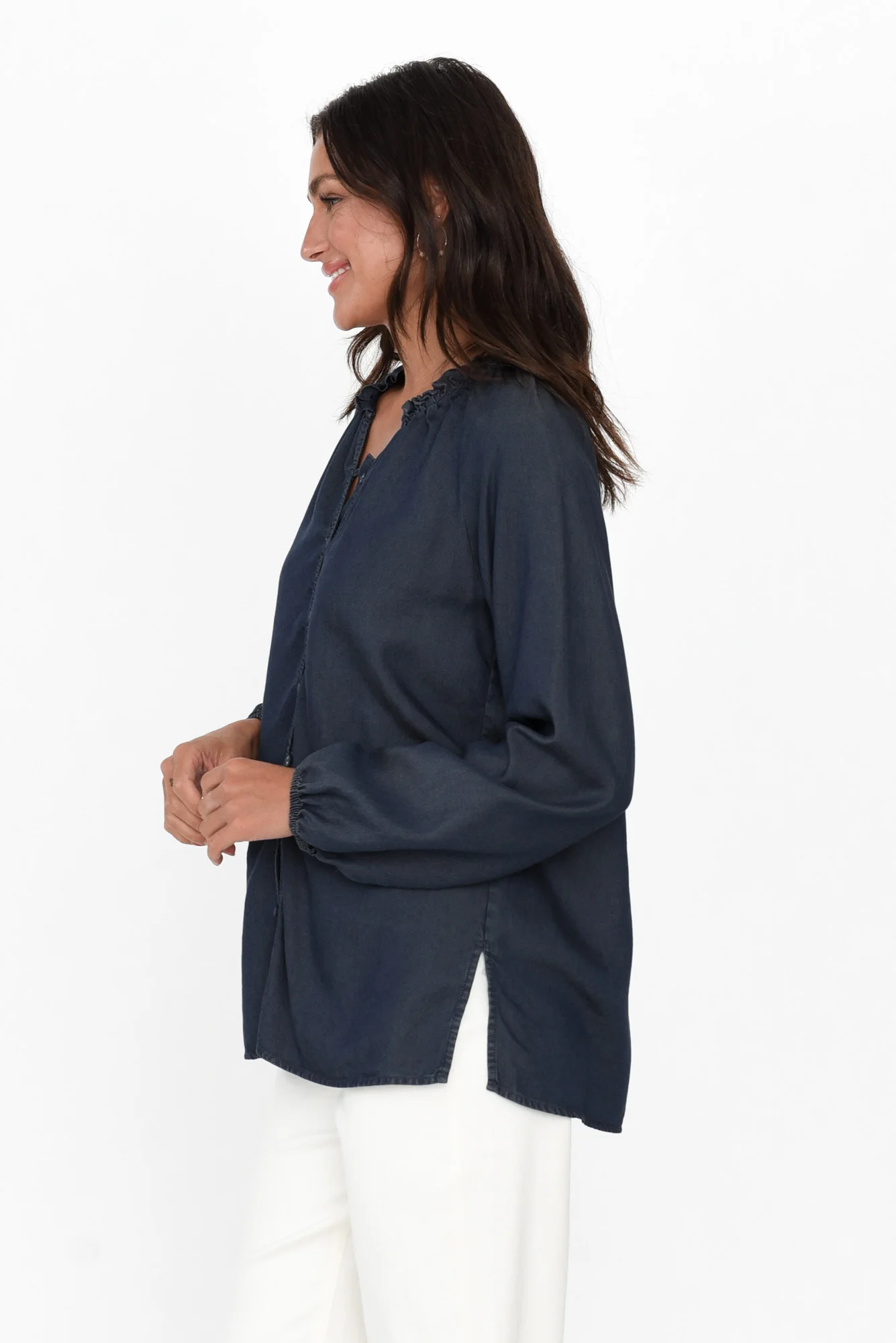 Drew Blue Denim Button Blouse