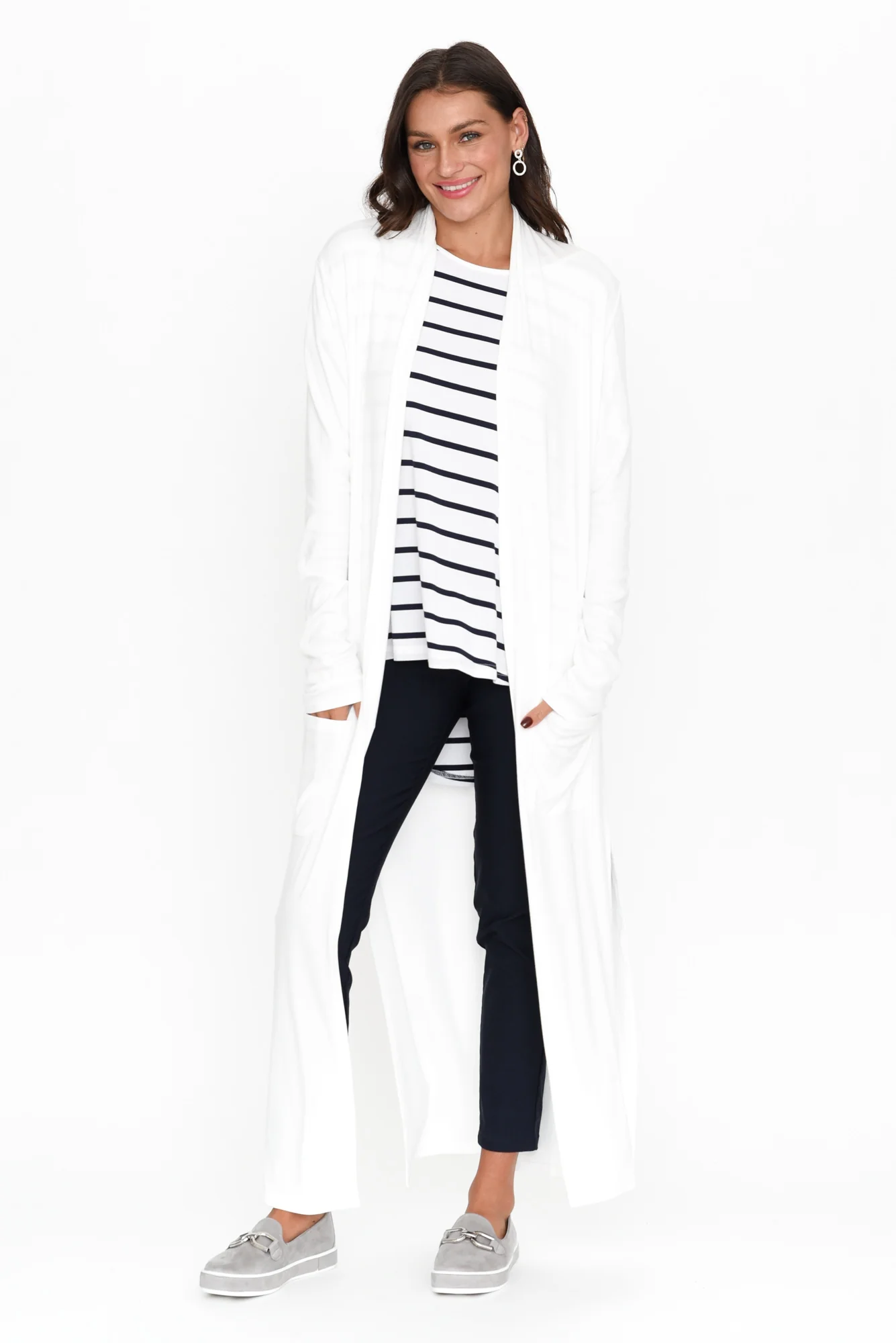 Farren Cream Bamboo Ribbed Pocket Cardigan