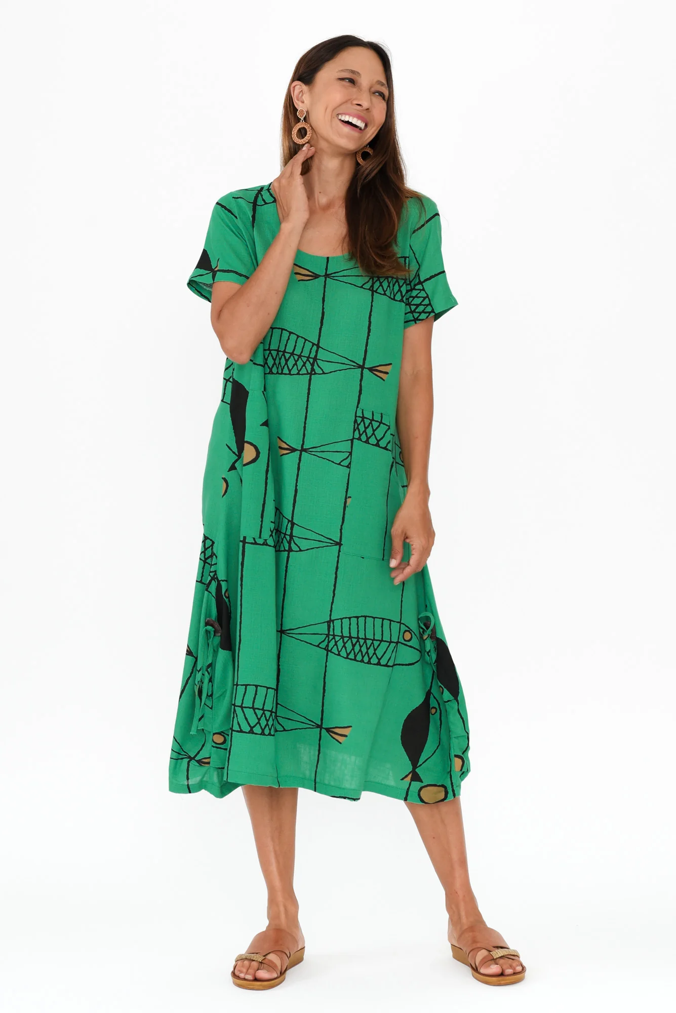 Lula Teal Sea Linen Cotton Dress