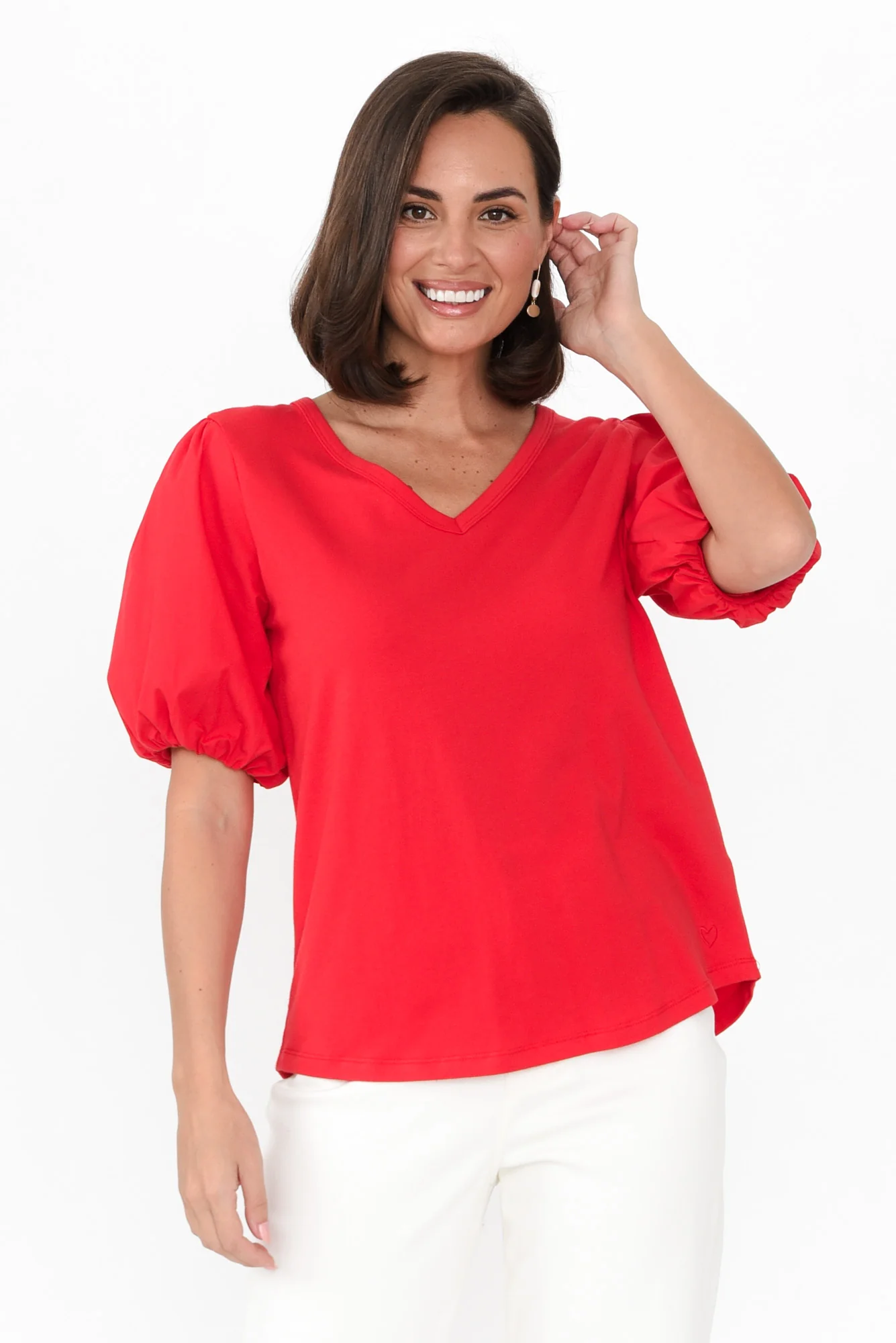 Joy Red Cotton Blend Tee