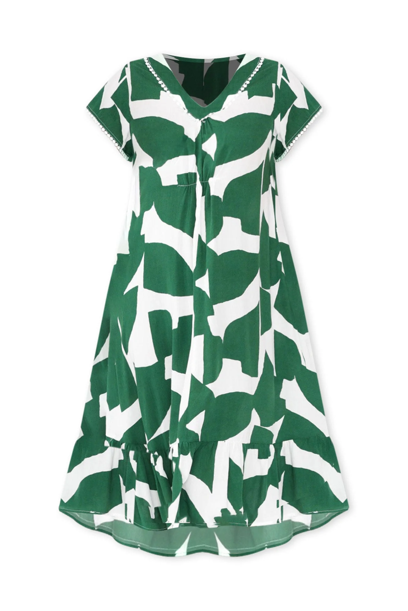 Karlie Green Abstract V Neck Dress