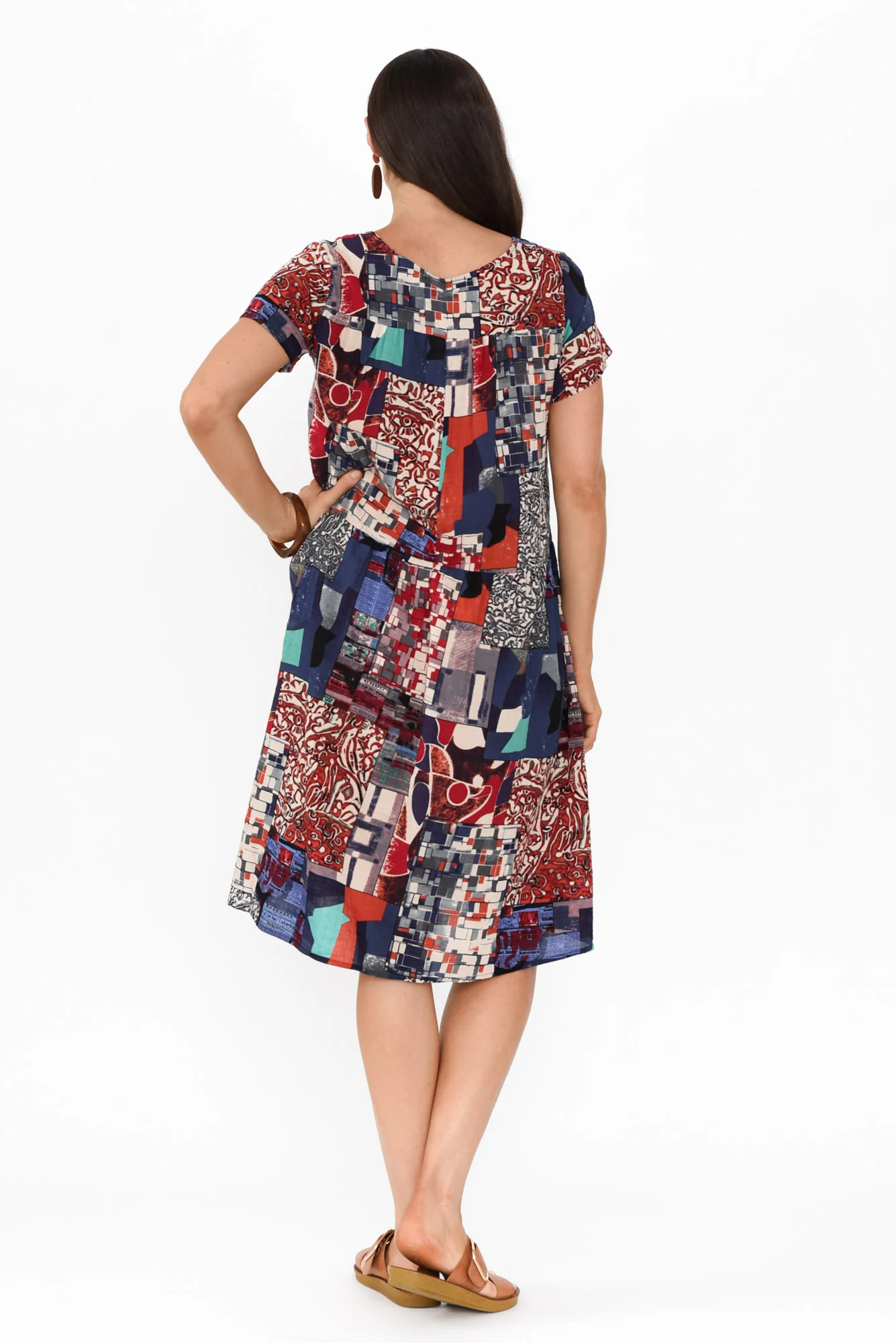 Hanoi Navy Abstract Cotton Blend Dress