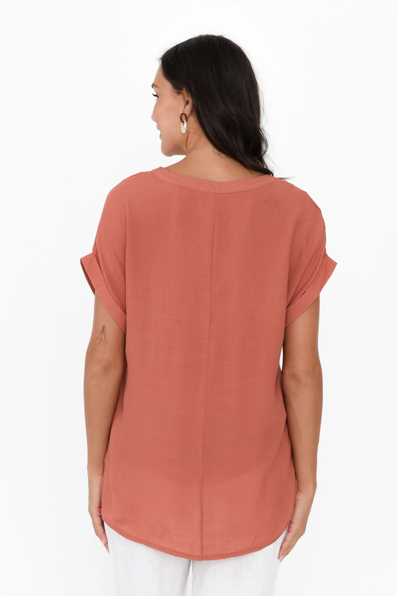 Miray Rust Button Top