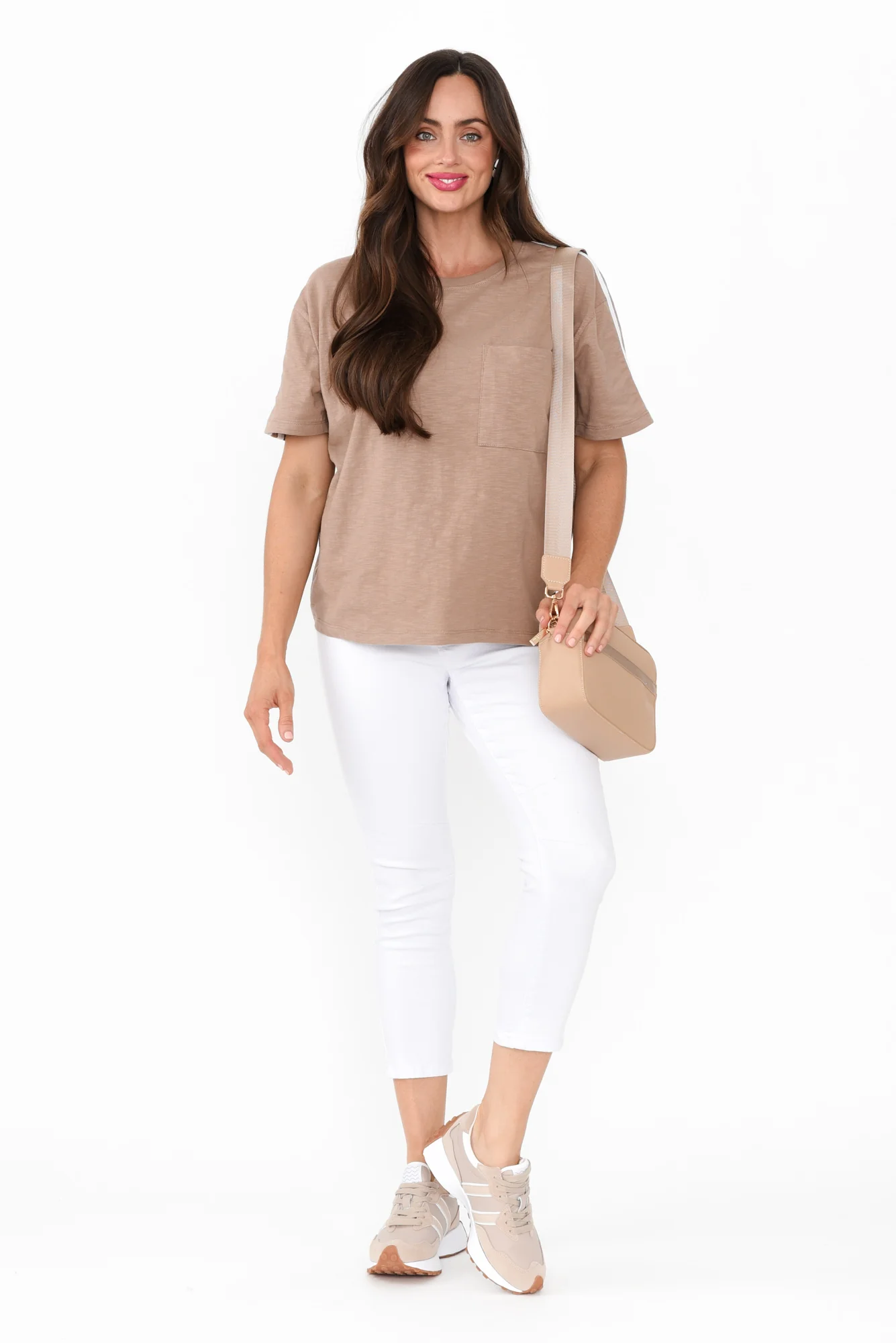 Power Mocha Trim Cotton Tee