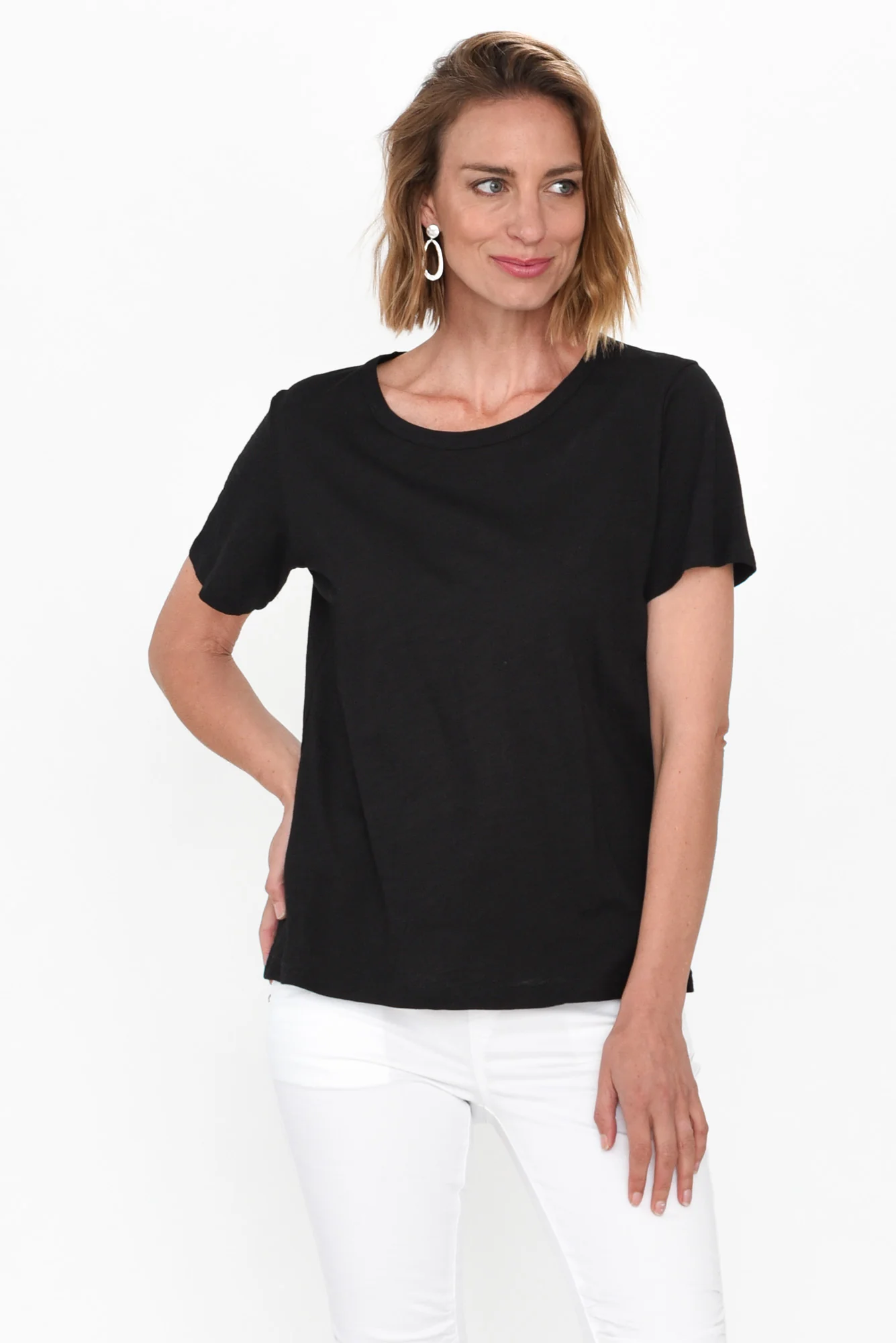 Wynne Black Cotton Tee