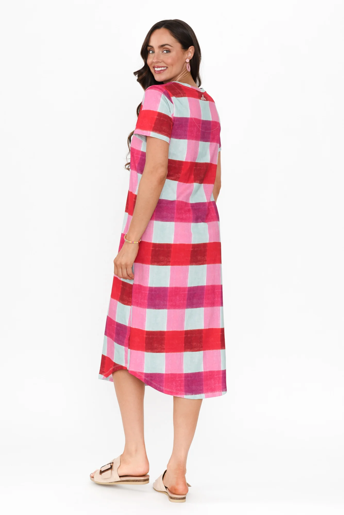 Monaco Pink Check Cotton Dress