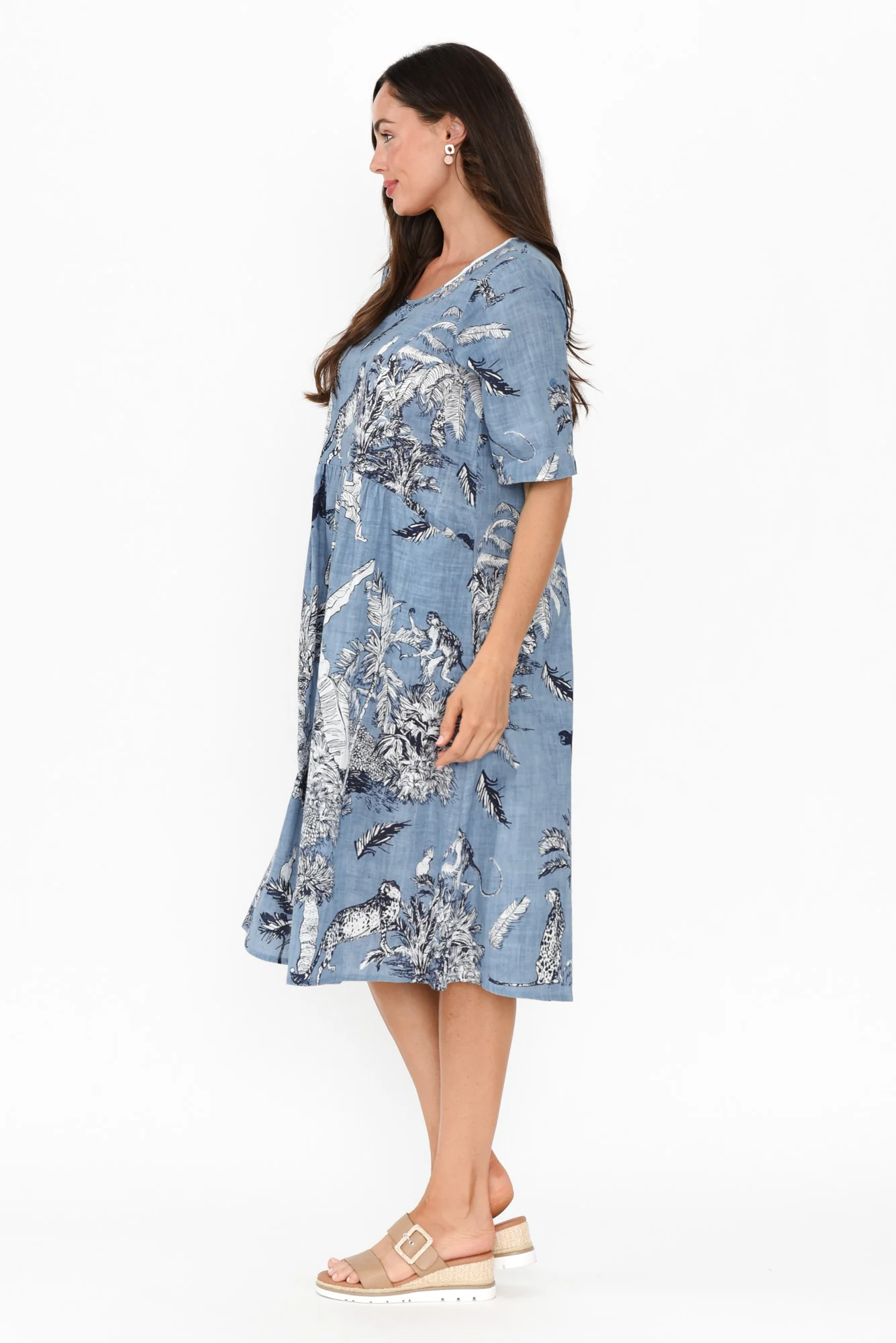 Mackie Blue Jungle Cotton Pocket Dress