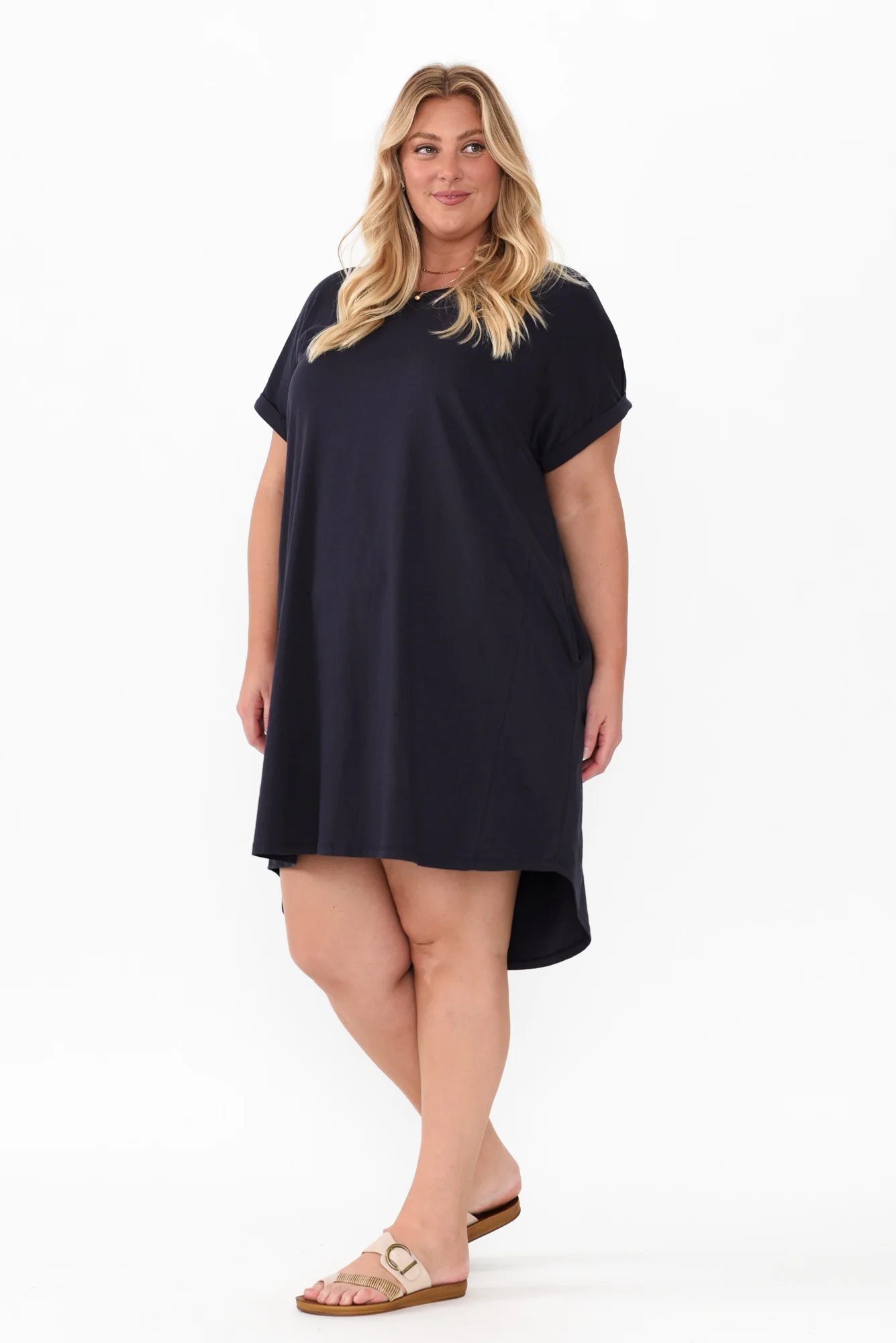 Maxine Charcoal Cotton T-Shirt Dress