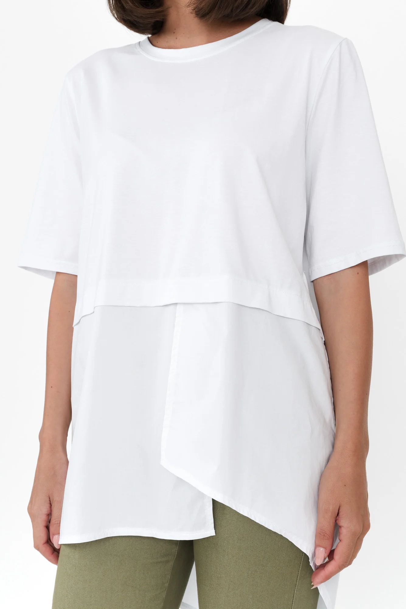 Emberley White Cotton Asymmetrical Top