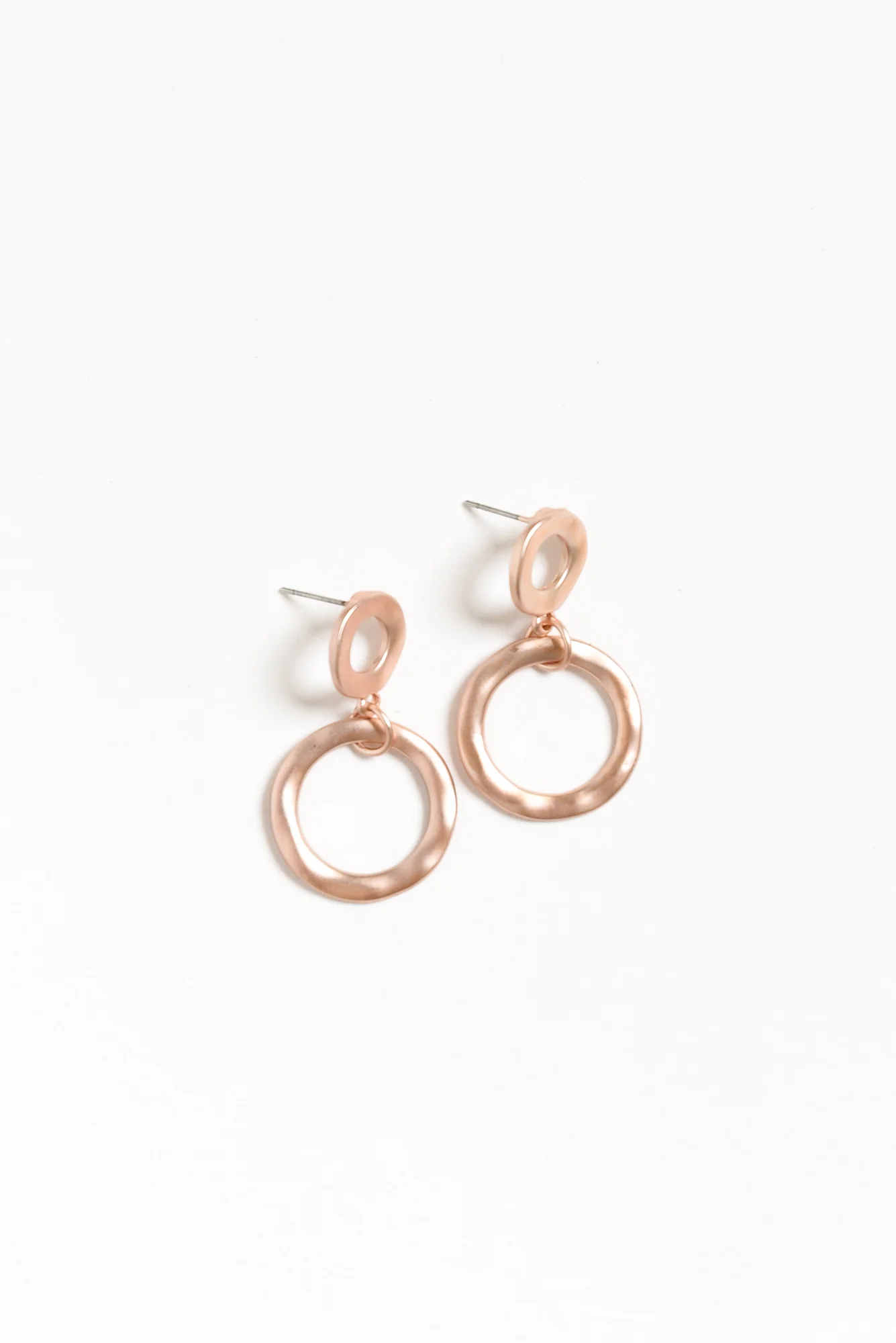 Essence Rose Gold Circular Pendant Drop Earrings