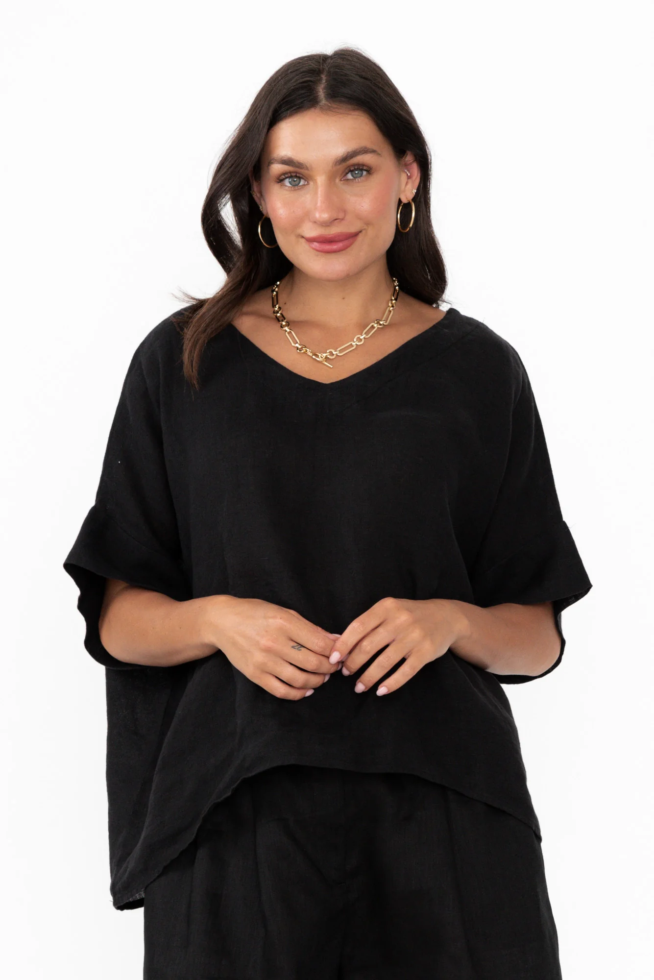 Kiro Black Linen Top