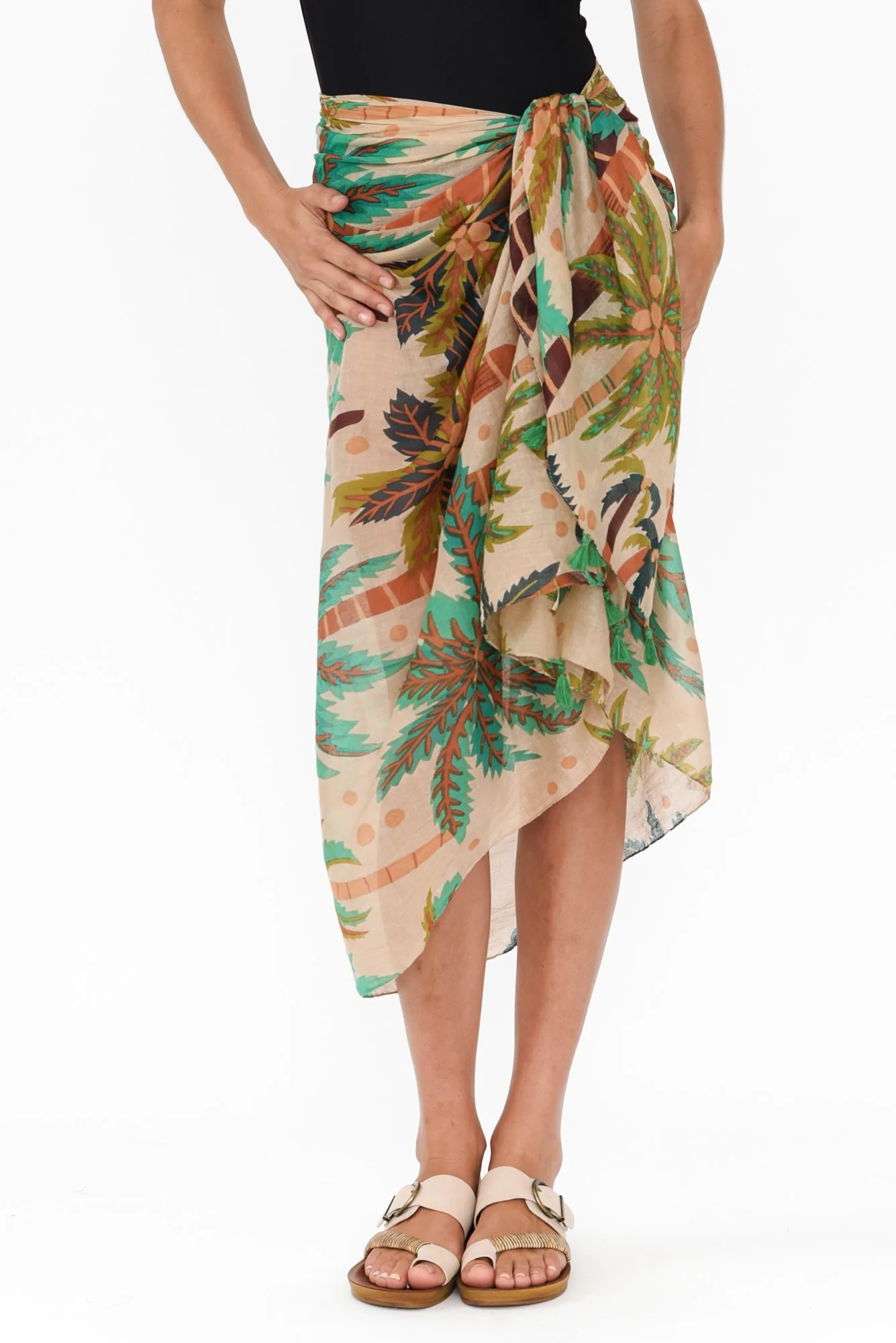 Stana Green Tropical Cotton Sarong