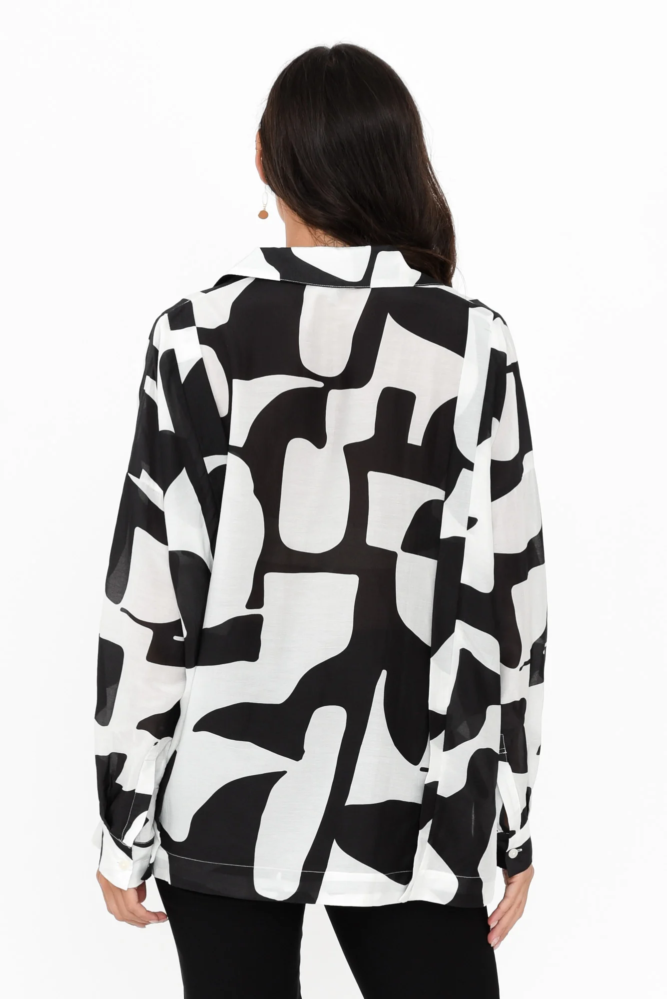 Arona Black Abstract Cotton Silk Shirt