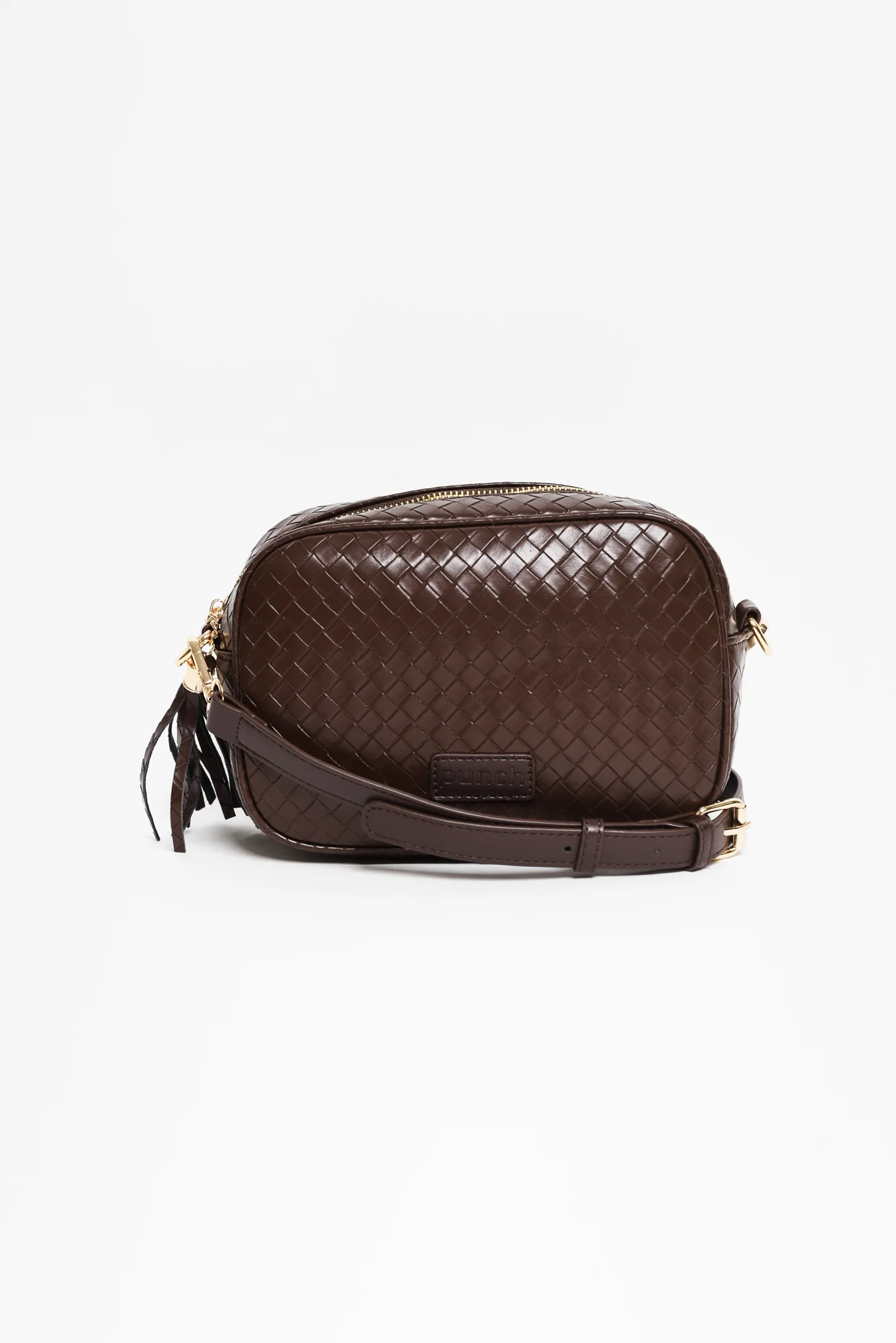 Disco Brown Woven Crossbody Bag