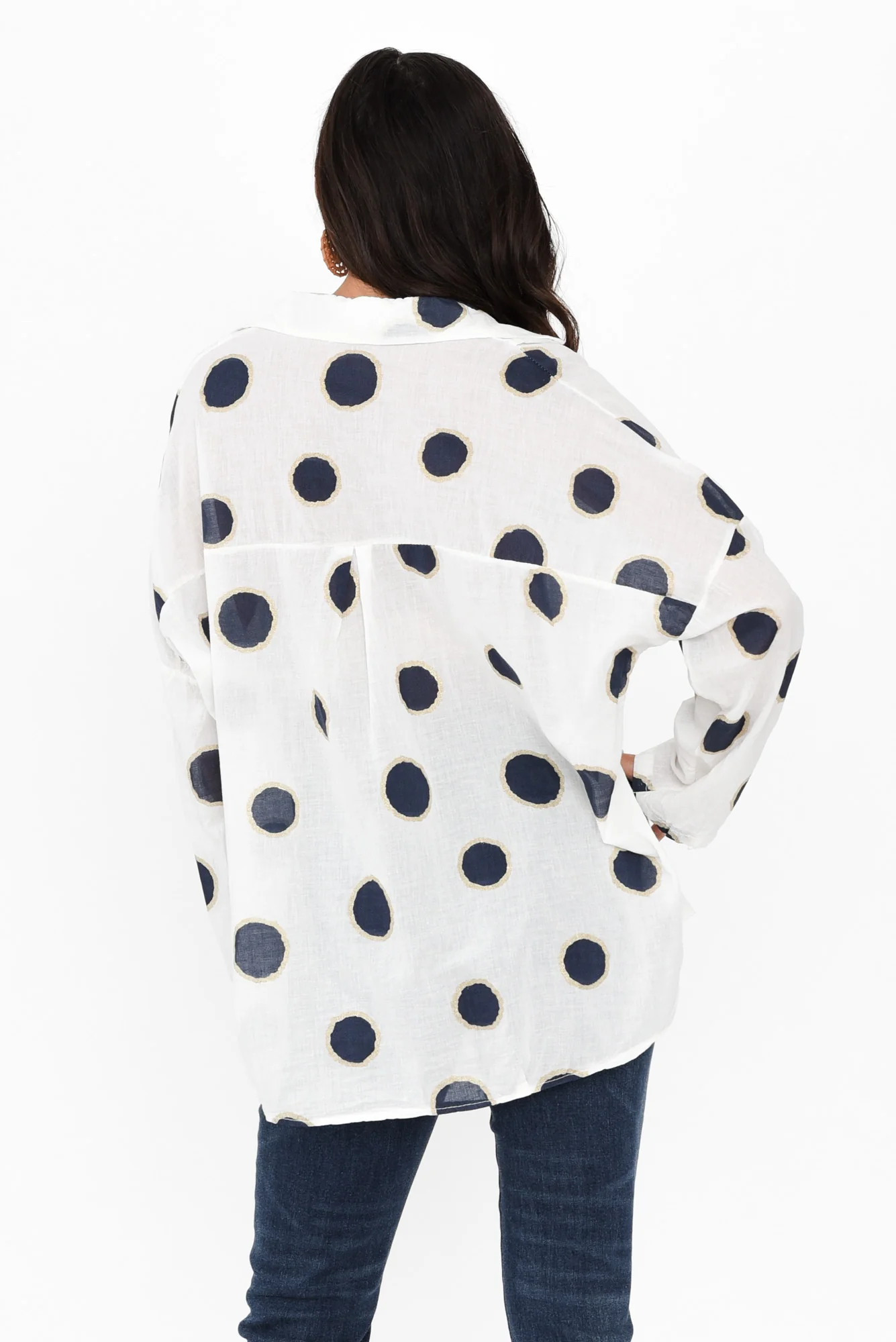 Garcia White Spot Cotton Top