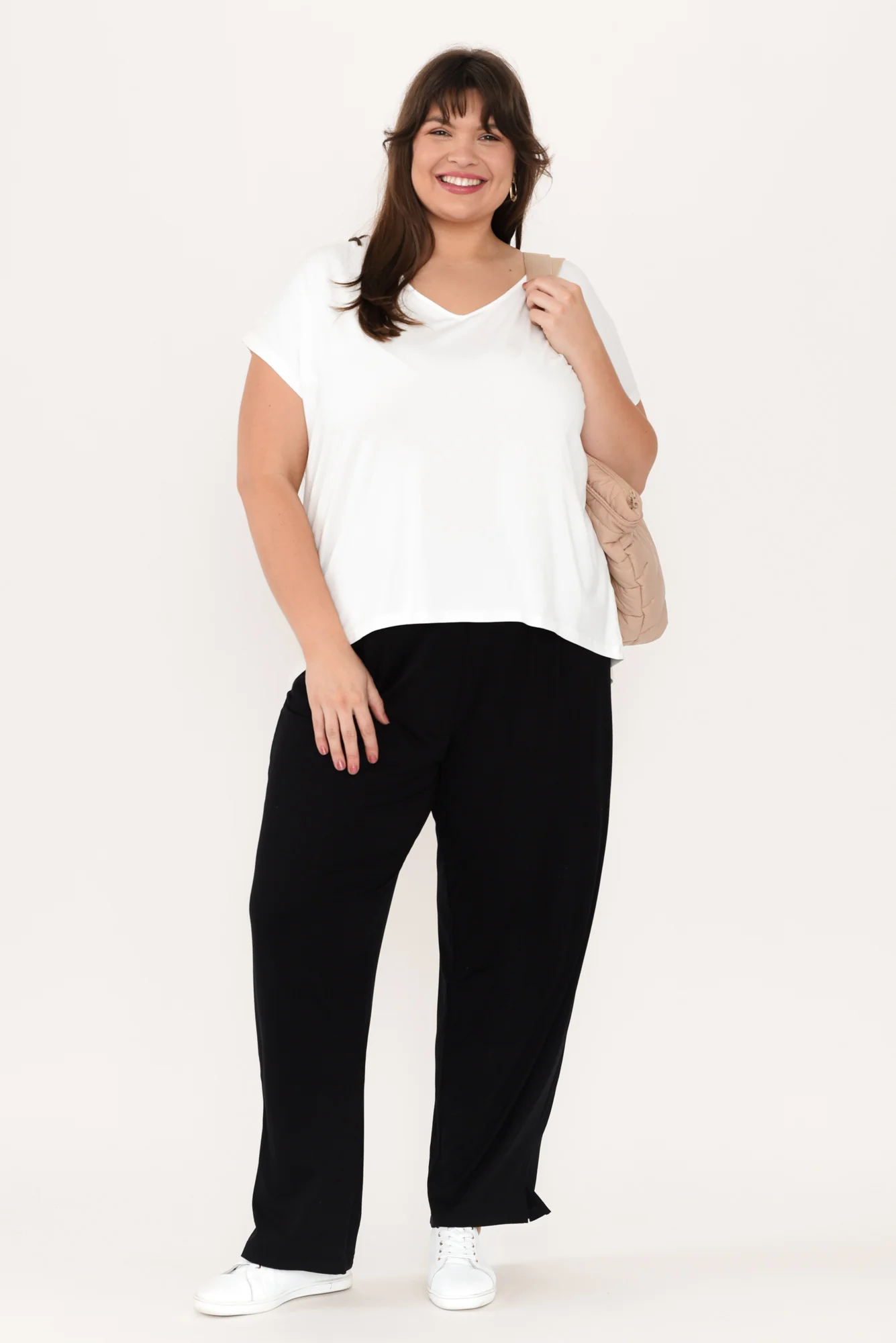 Jenner White V Neck Tee