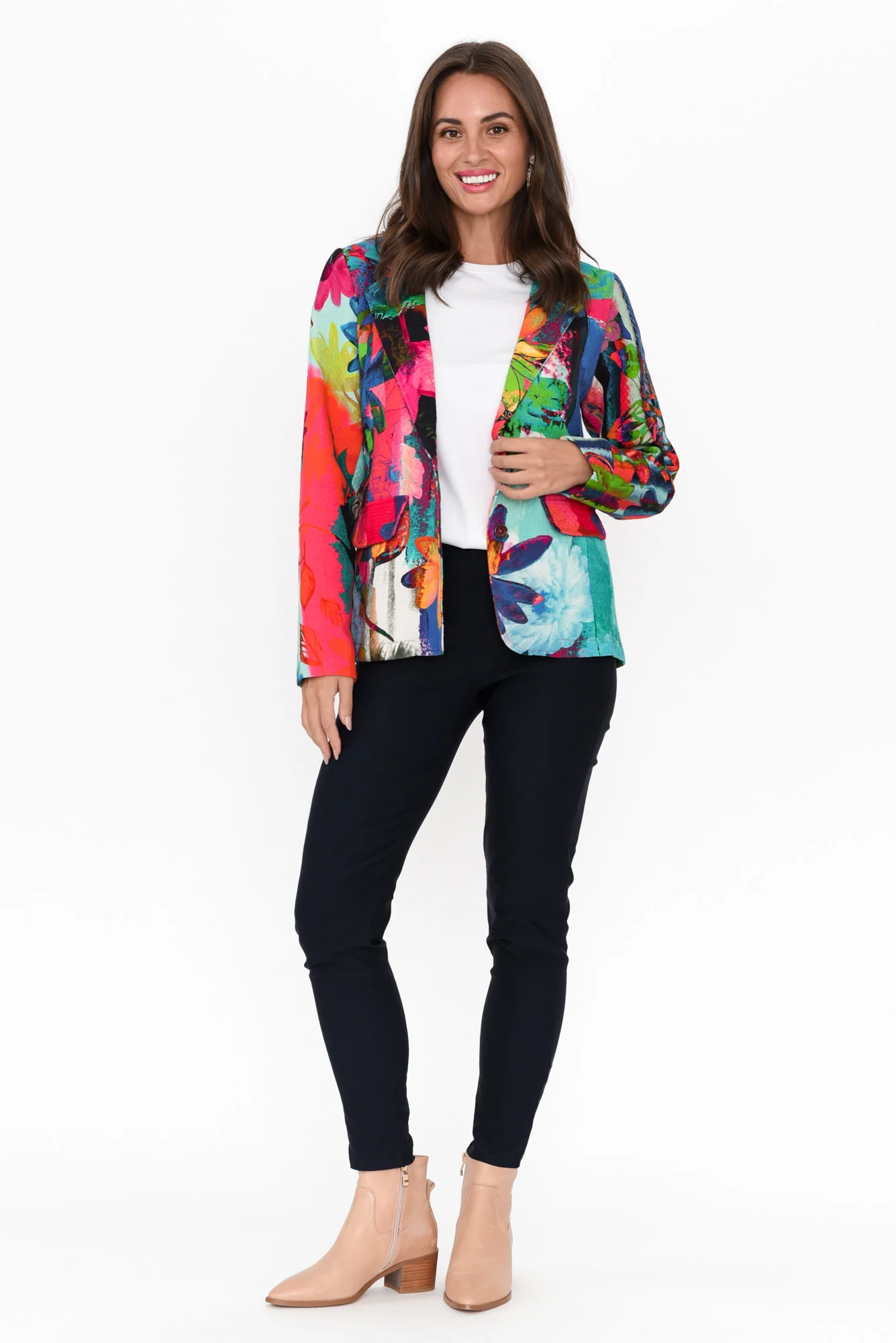 Dunstan Pink Flower Cotton Blazer