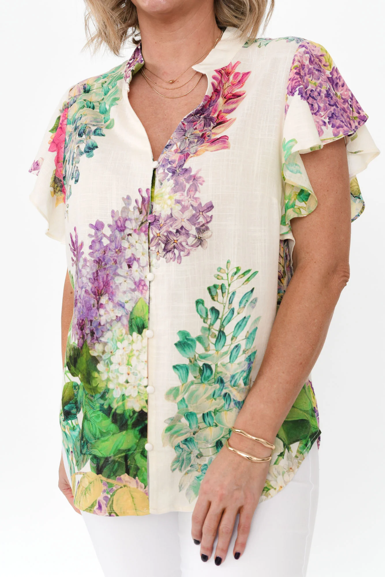 Tierra Wisteria Alba Linen Blend Top