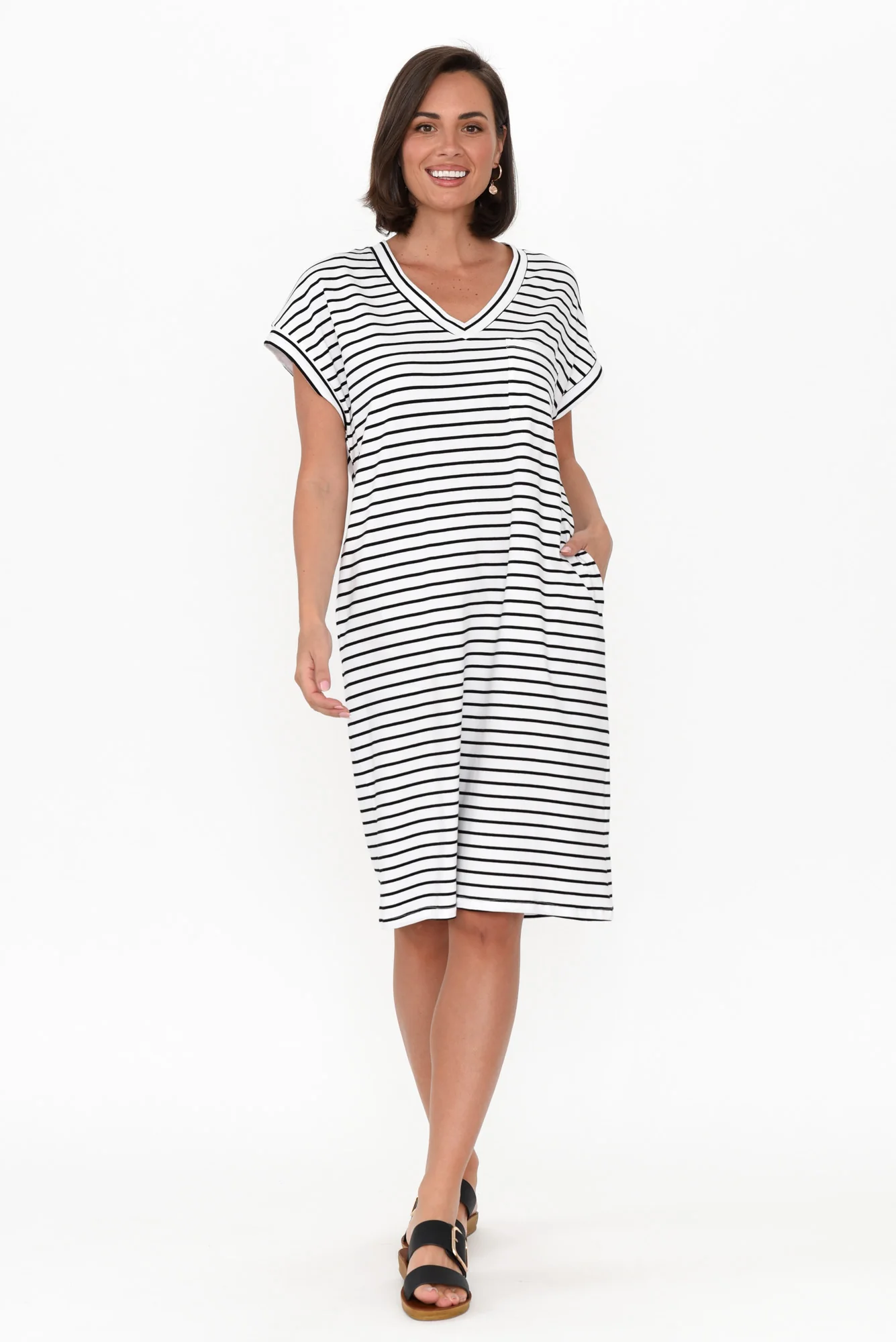 Zena Black Stripe T-Shirt Dress