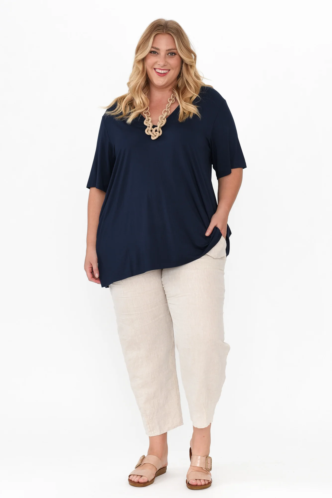 Novella Navy Bamboo Top