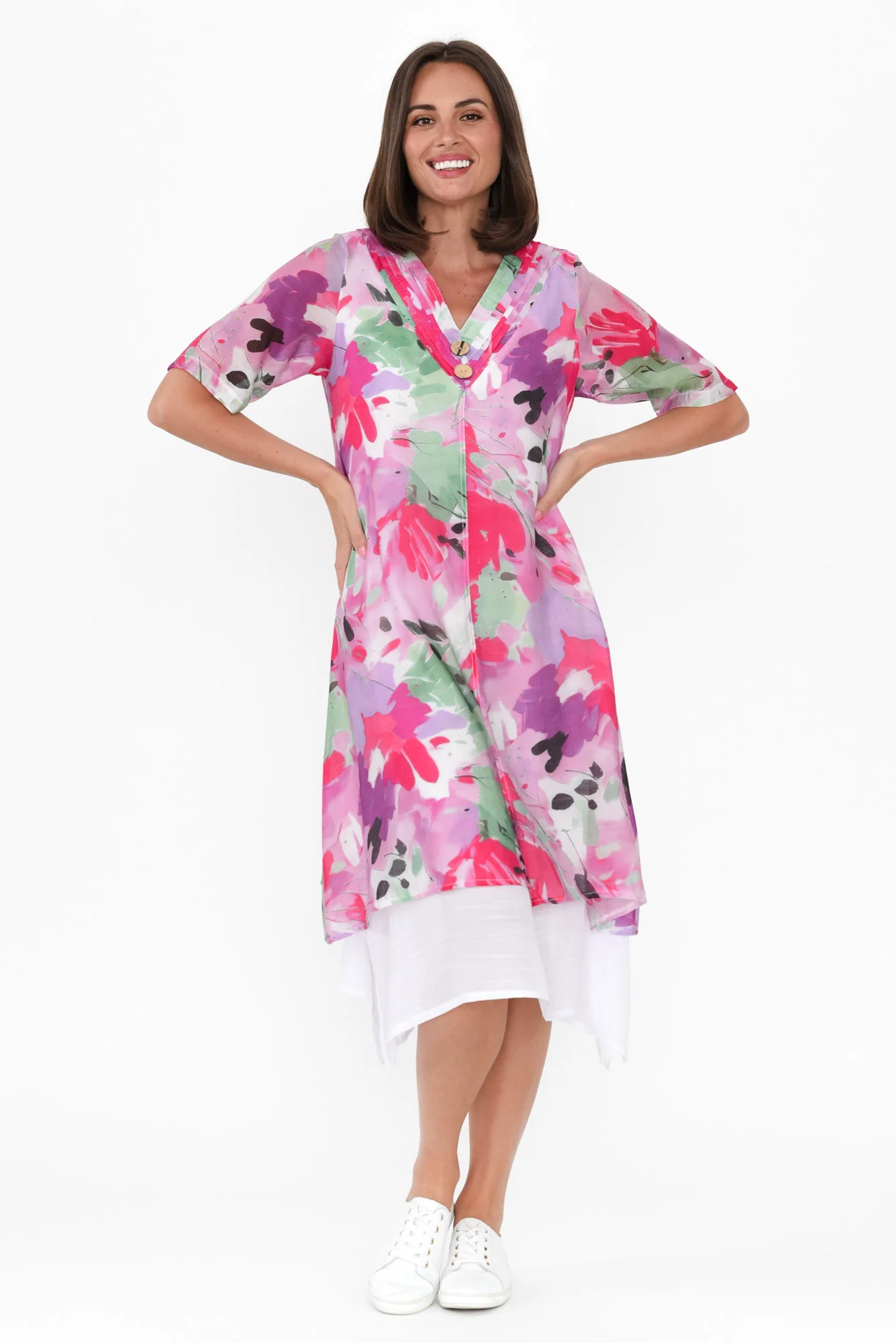 Nala Pink Floral Layers Dress