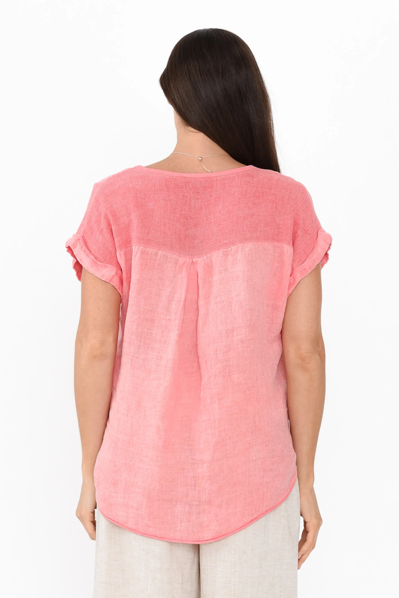 Dorian Peach Linen Cotton Top