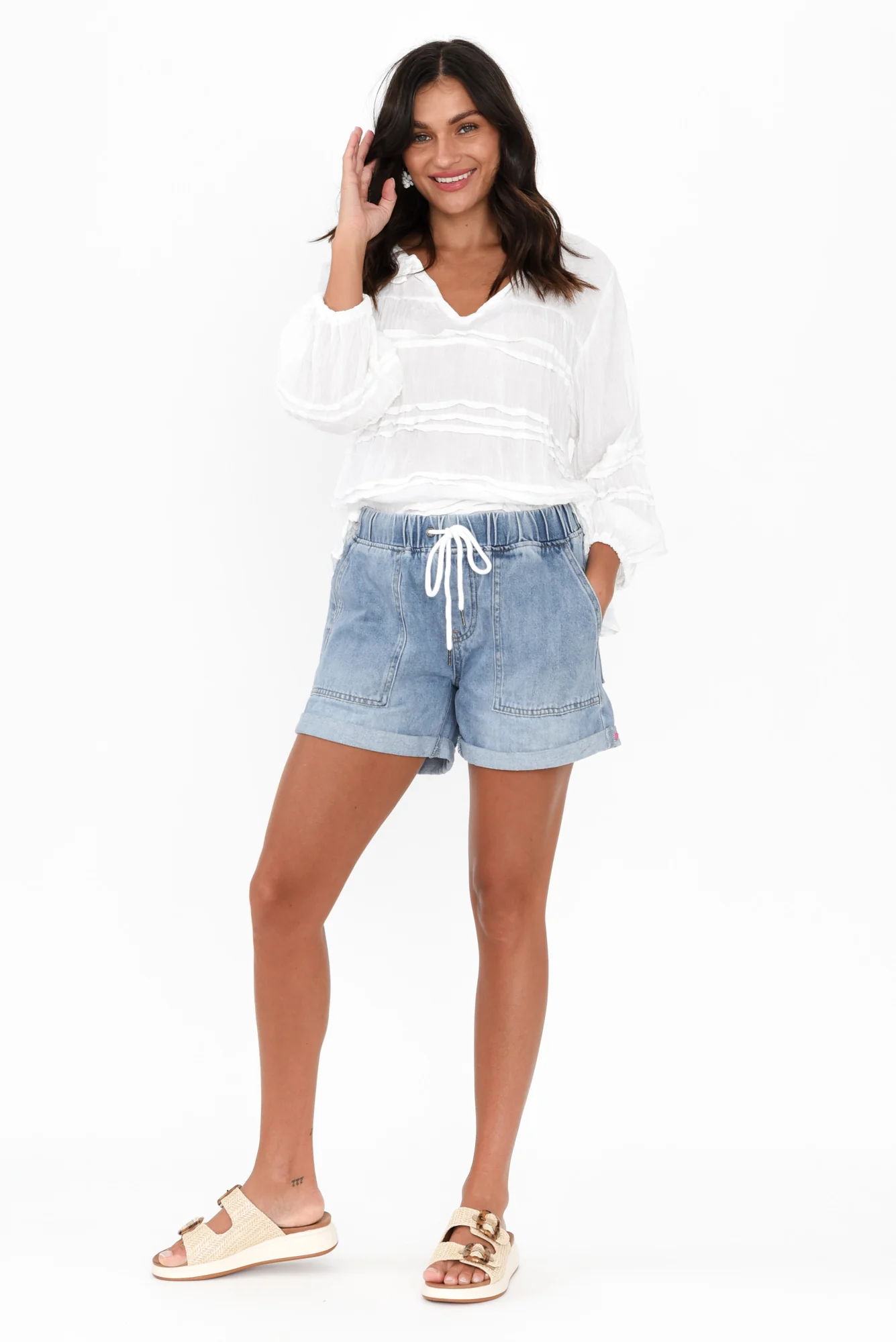 Emma Blue Denim Relaxed Shorts