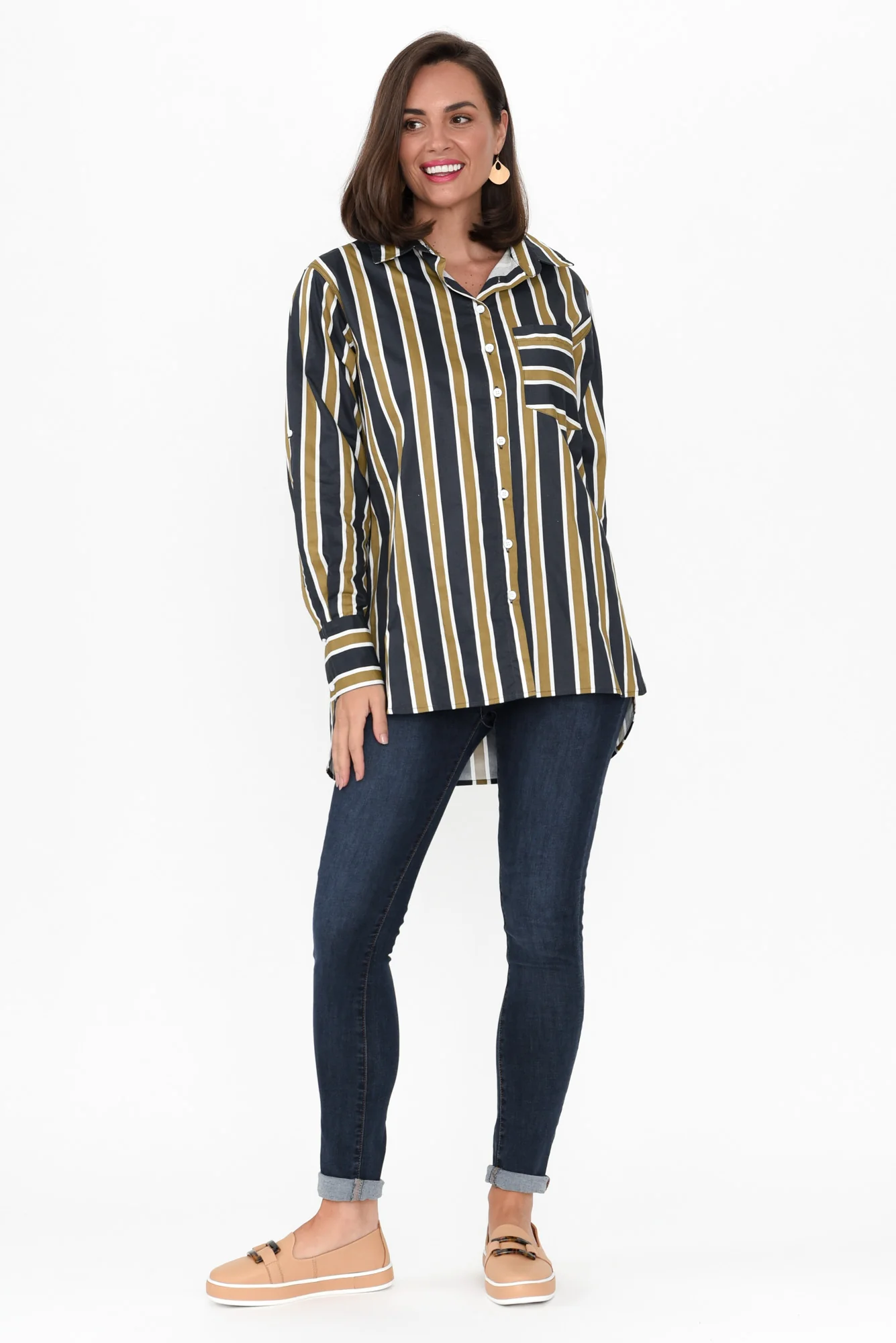 Kerry Navy Stripe Cotton Shirt