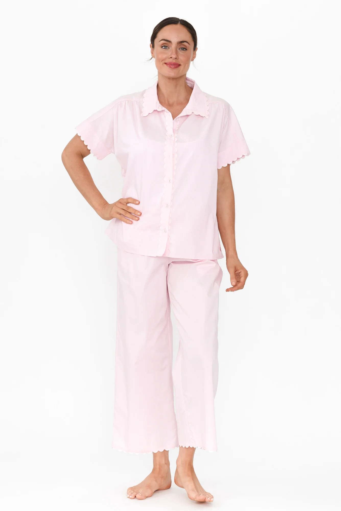 Doris Pink Cotton Pyjama Shirt