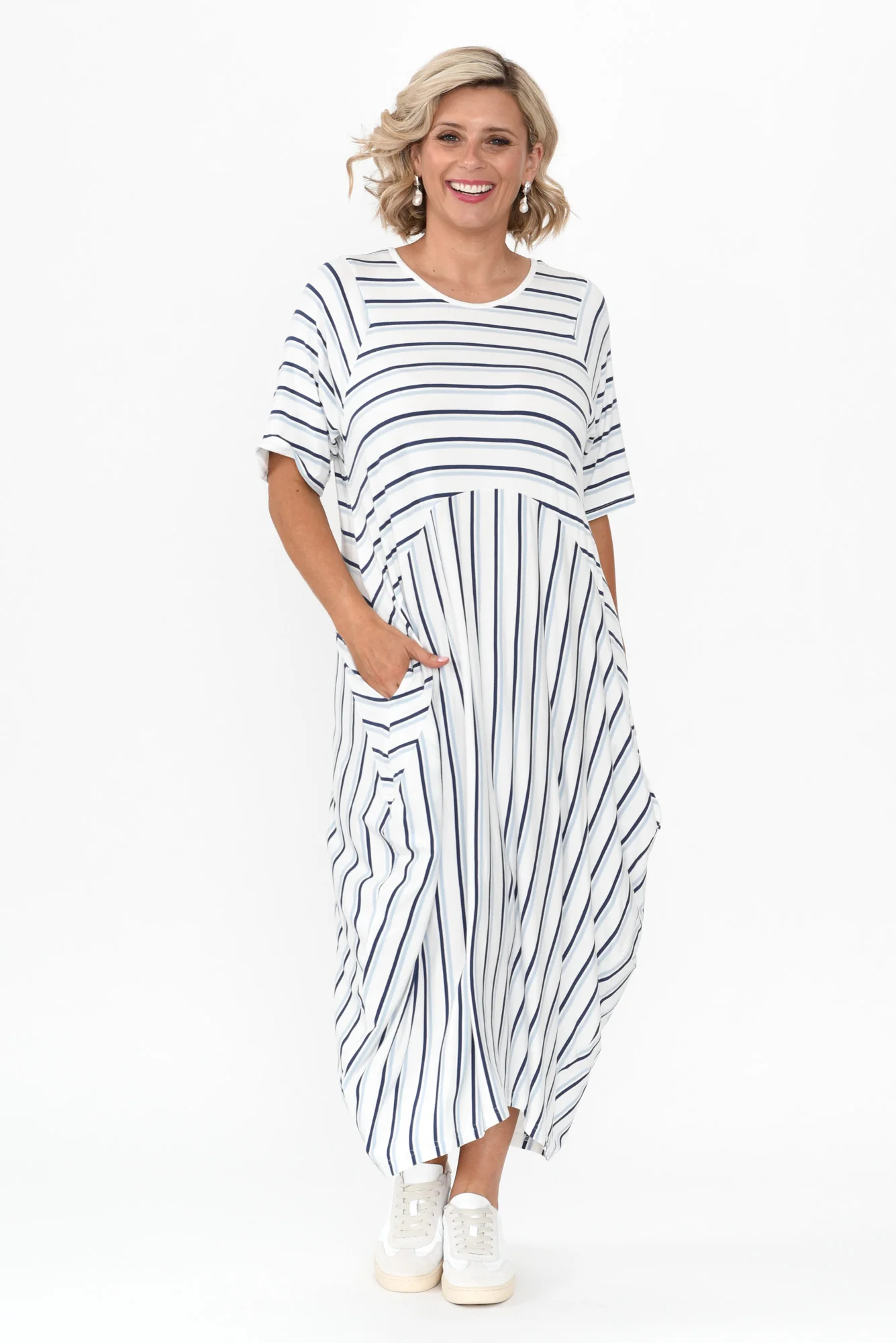 Gina Blue Stripe Bamboo Dress