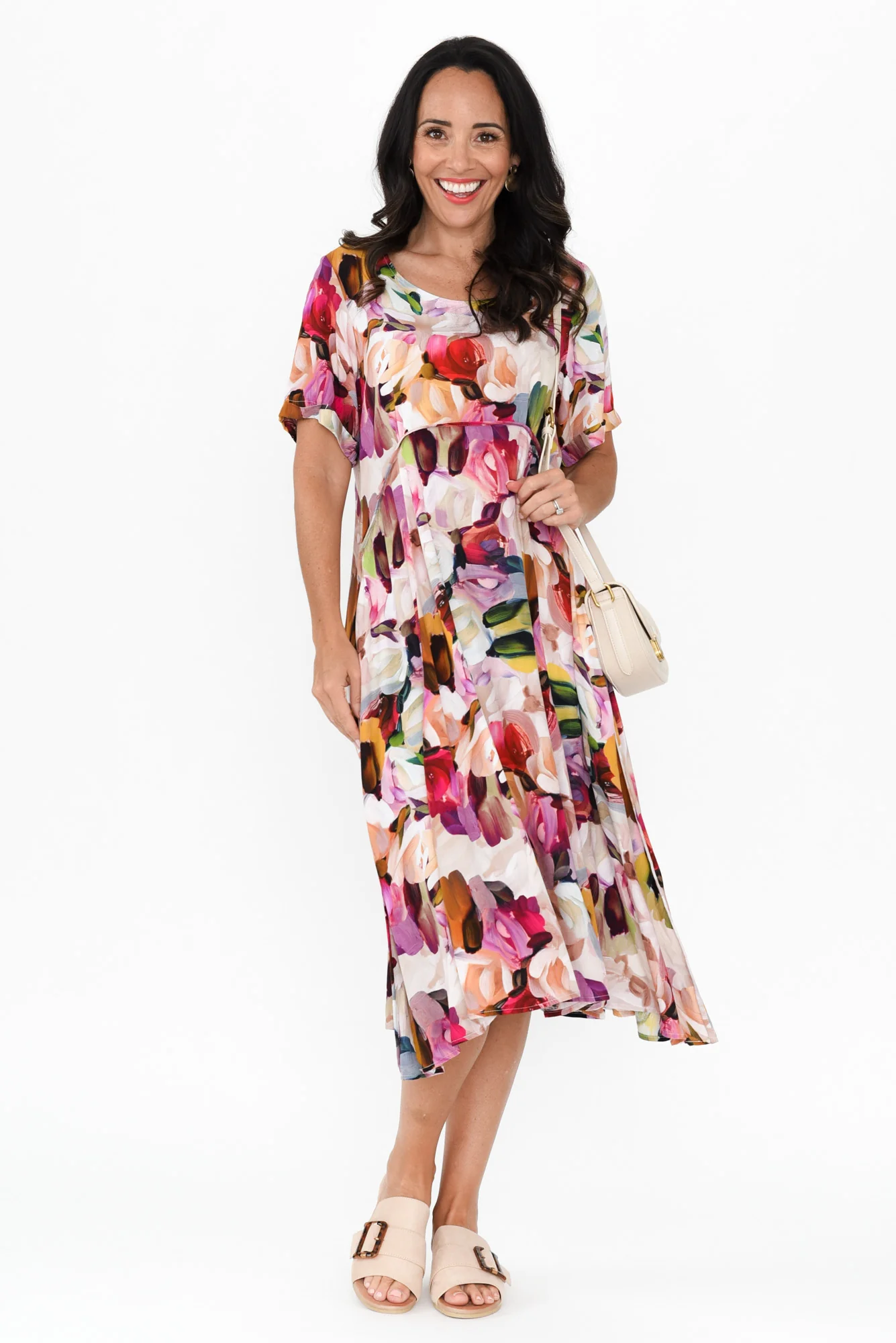 Zaelia Purple Floral Crescent Dress
